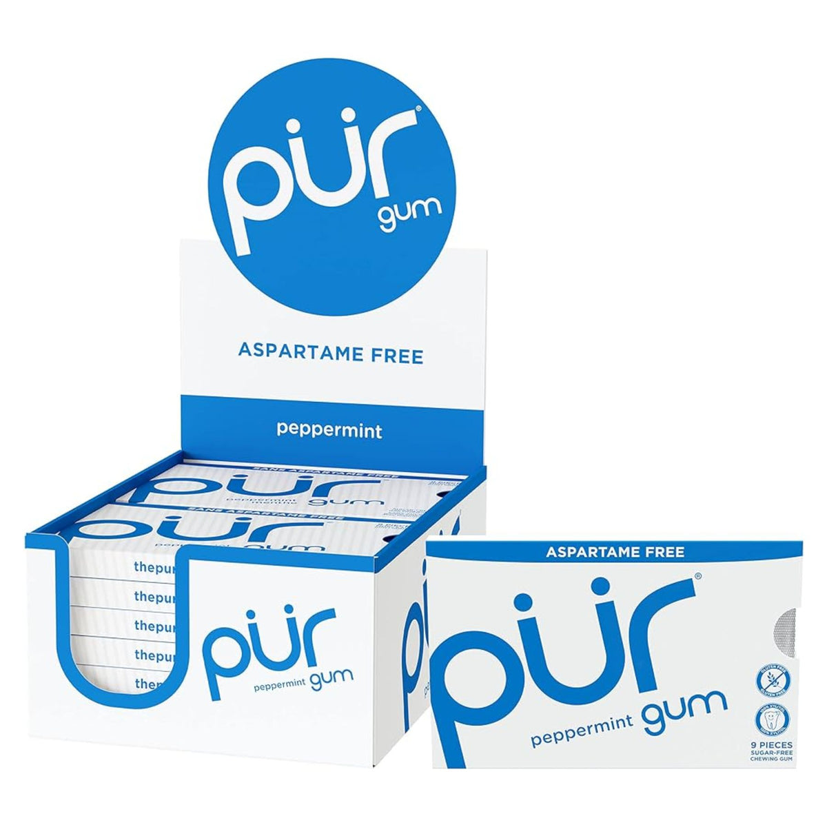 PUR Gum Peppermint 9pcs (Pack of 12)