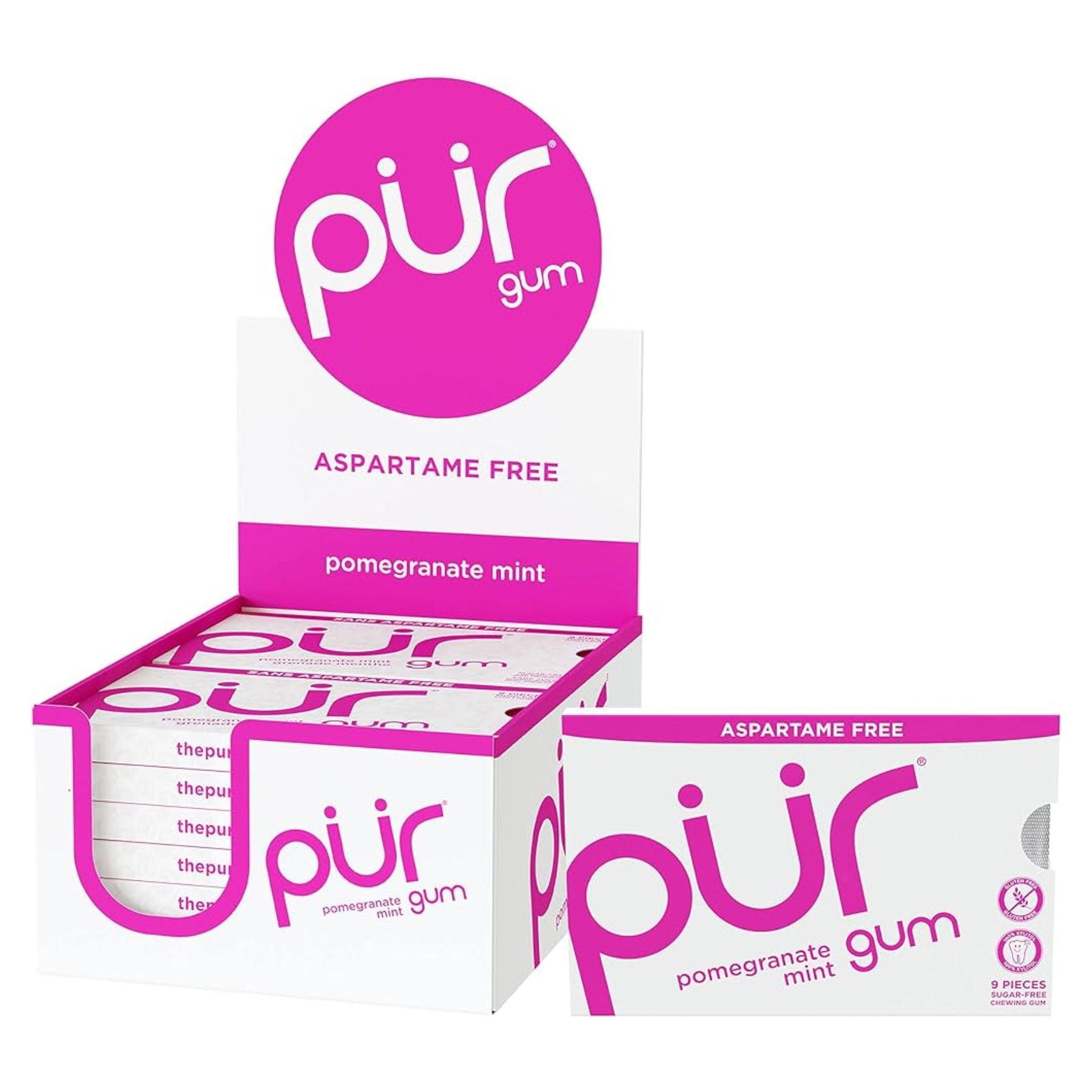 PUR Gum Pomegranate 9pcs (Pack of 12)