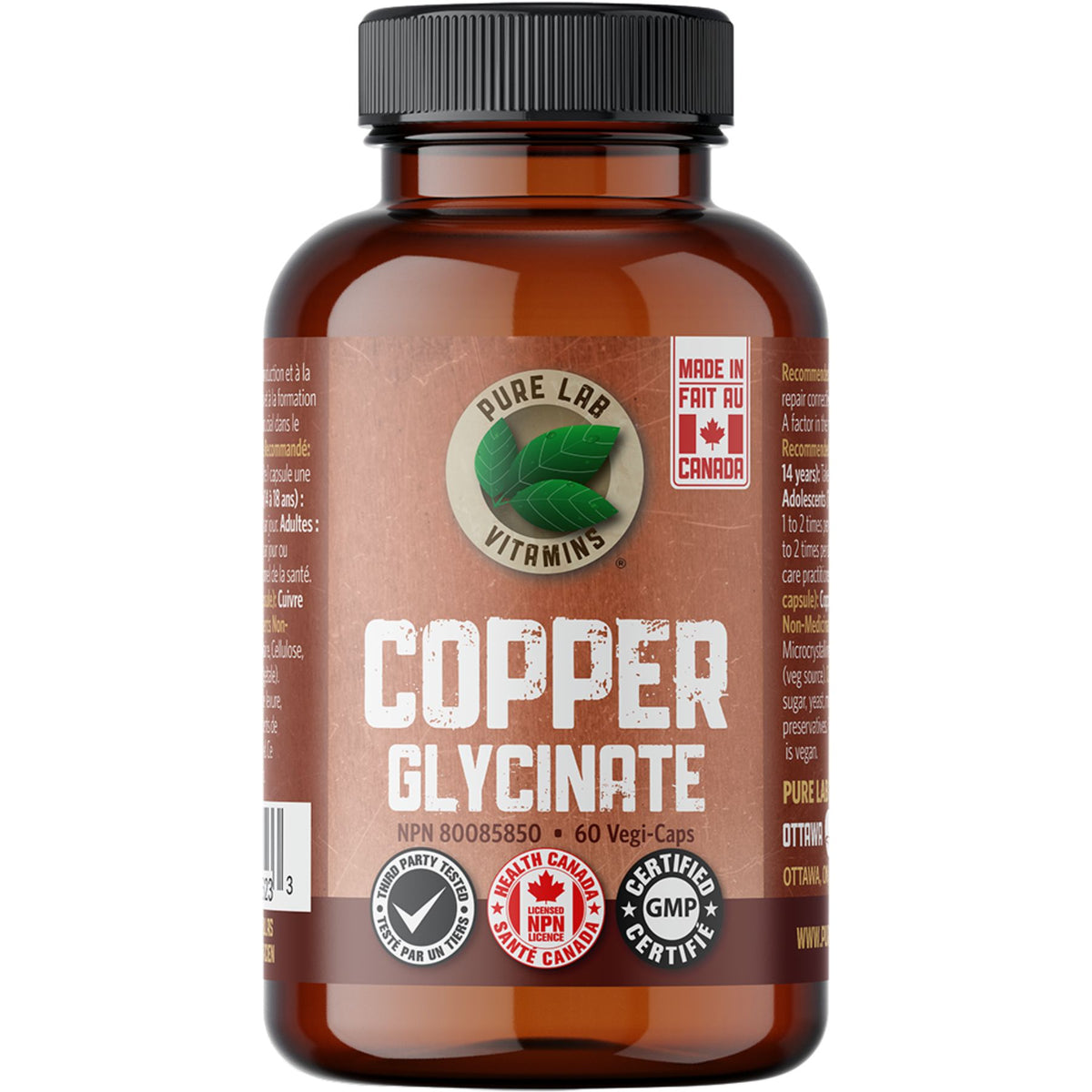 Pure Lab Vitamins Copper Glycinate Capsules 60s