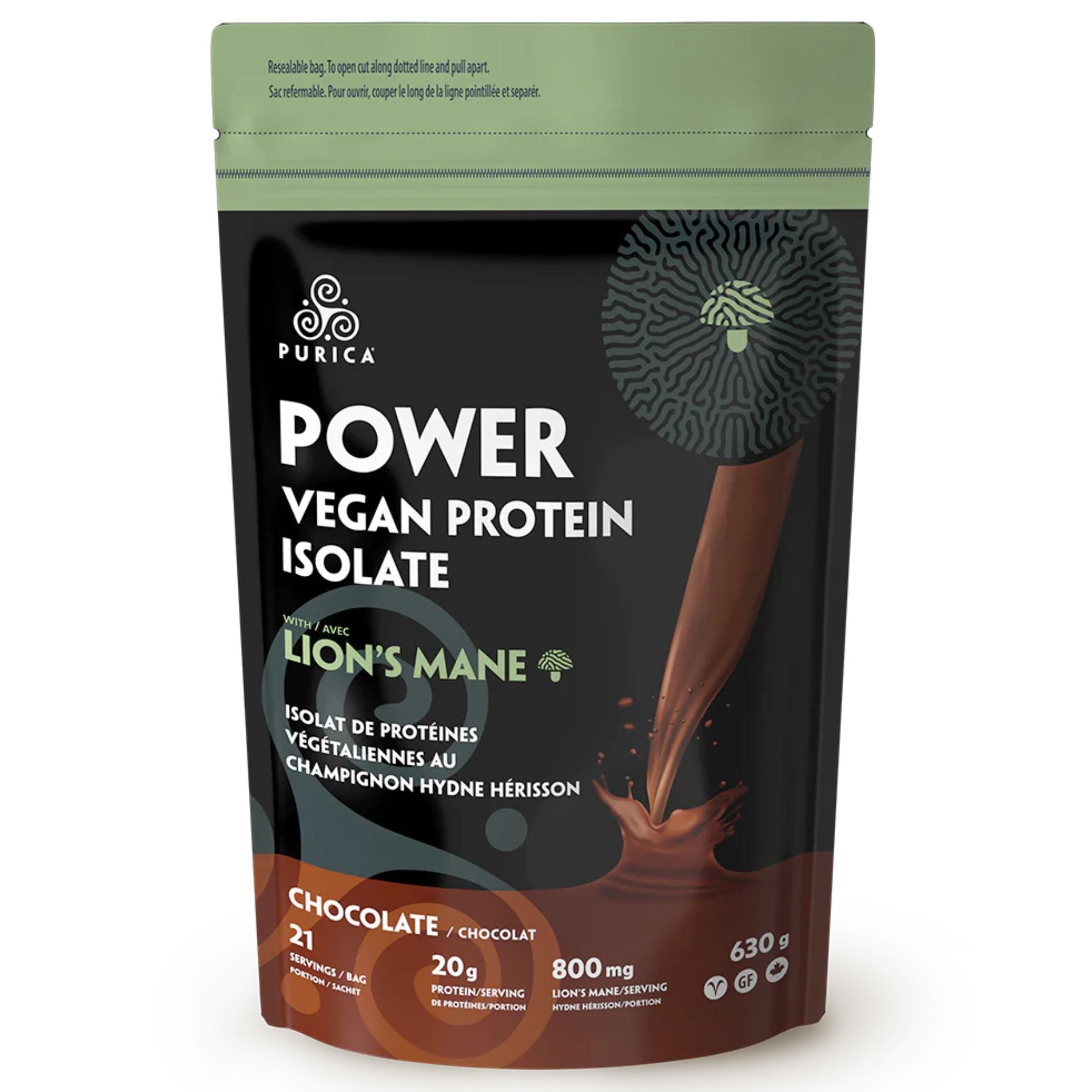 Purica Vegan Protein Powder with Lion's Mane - Chocolate 630g