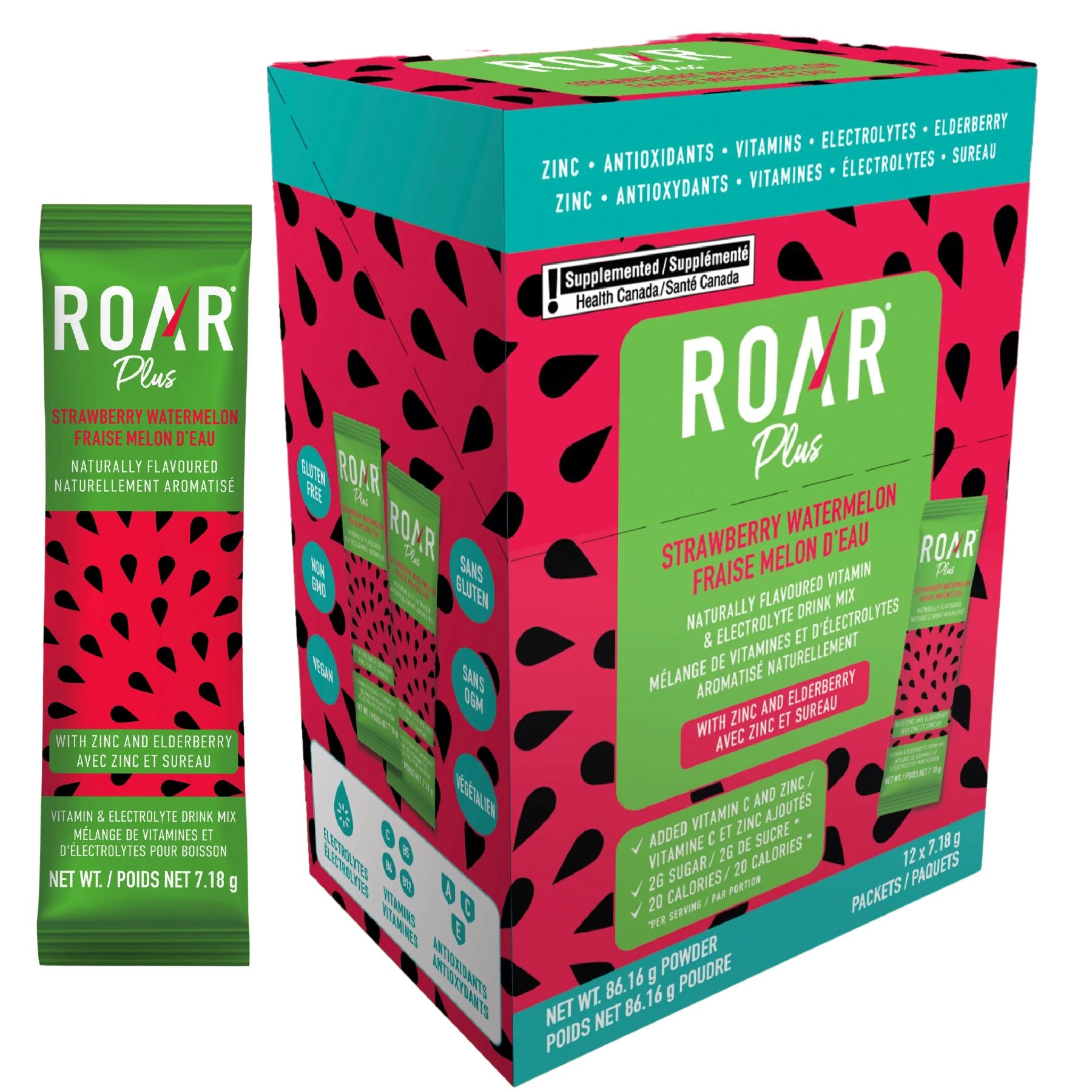 ROAR Plus Hydration Powder Strawberry Watermelon (12 Pack)