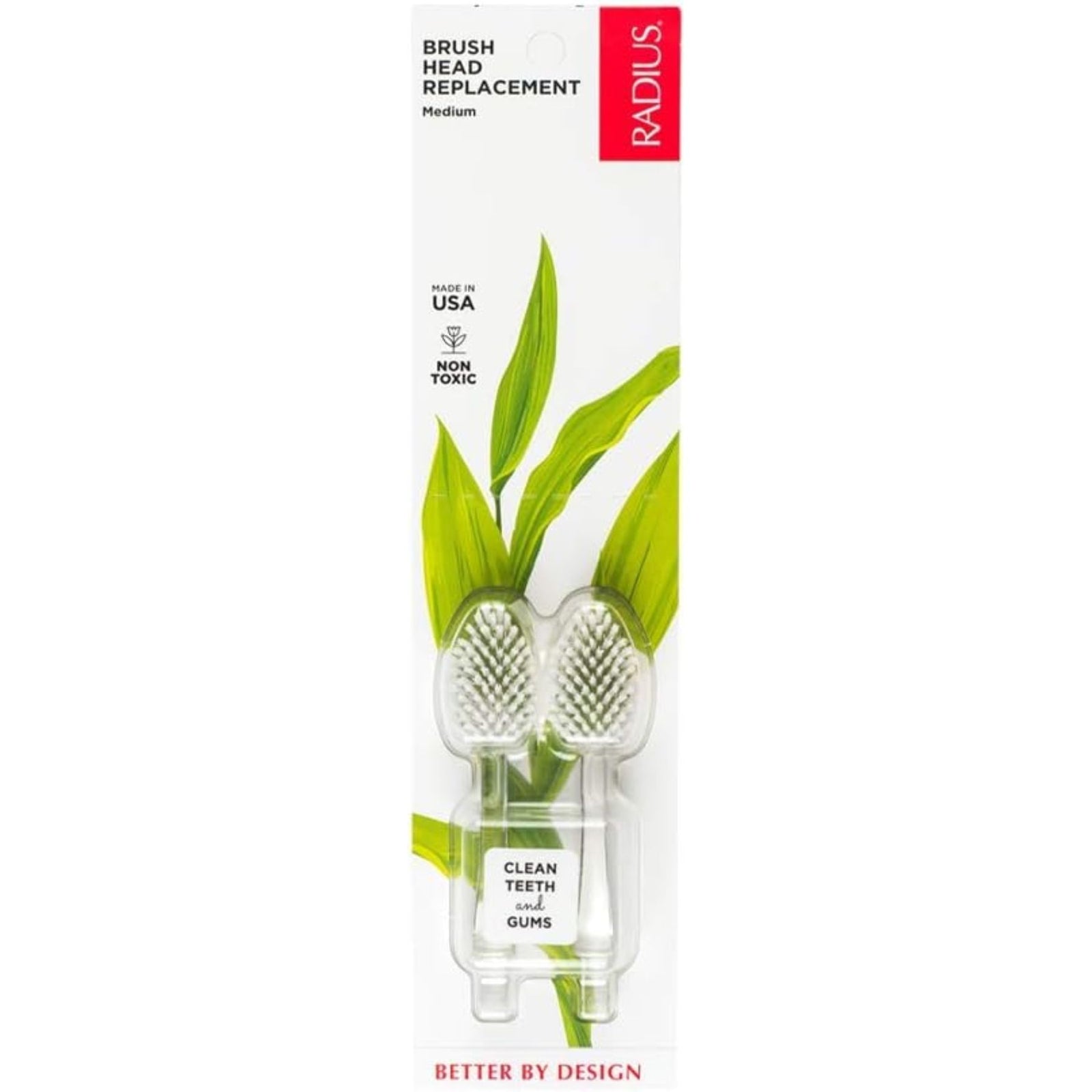 Radius Brush Replacement Heads, Medium 2pk