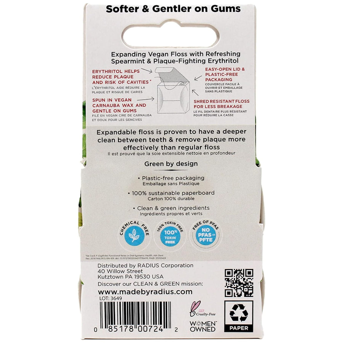 Radius Vegan Sponge Floss Peppermint 55yds (50m)
