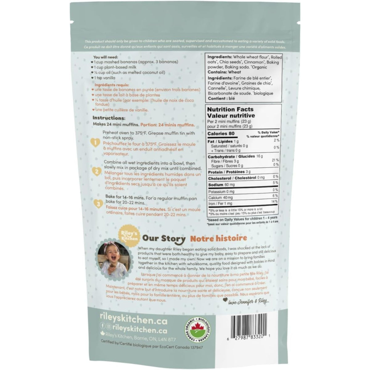 Riley's Kitchen Organic Banana Oat Mini Muffin Mix