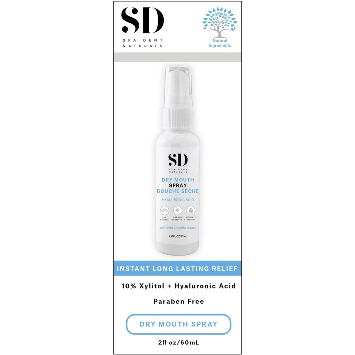 SD Naturals Dry Mouth Relief Spray with Hyaluronic Acid 60mL