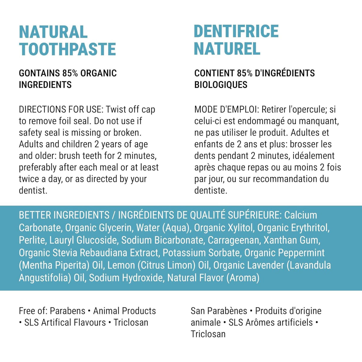 SD Naturals Natural Toothpaste - Wild Mint 85% Organic 156g