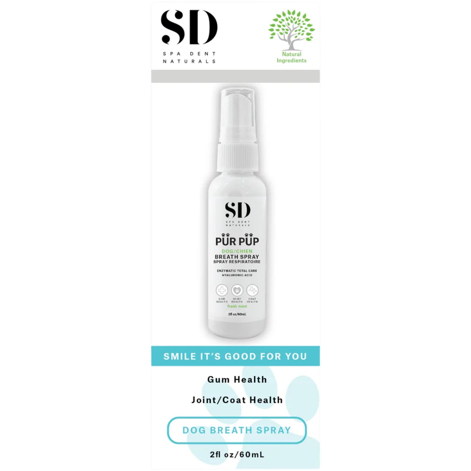 SD Naturals PUR PUP Enzymatic Total Care Breath Spray With Hyaluronic Acid for Pets 60mL