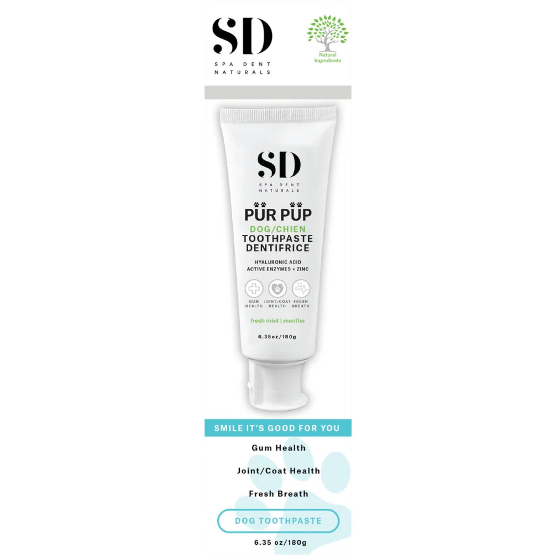 SD Naturals PUR PUP Enzymatic Total Care Toothpaste with Hyaluronic Acid 180g