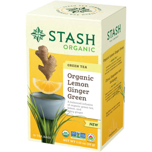 Stash Organic Lemon Ginger Green Tea 16ct