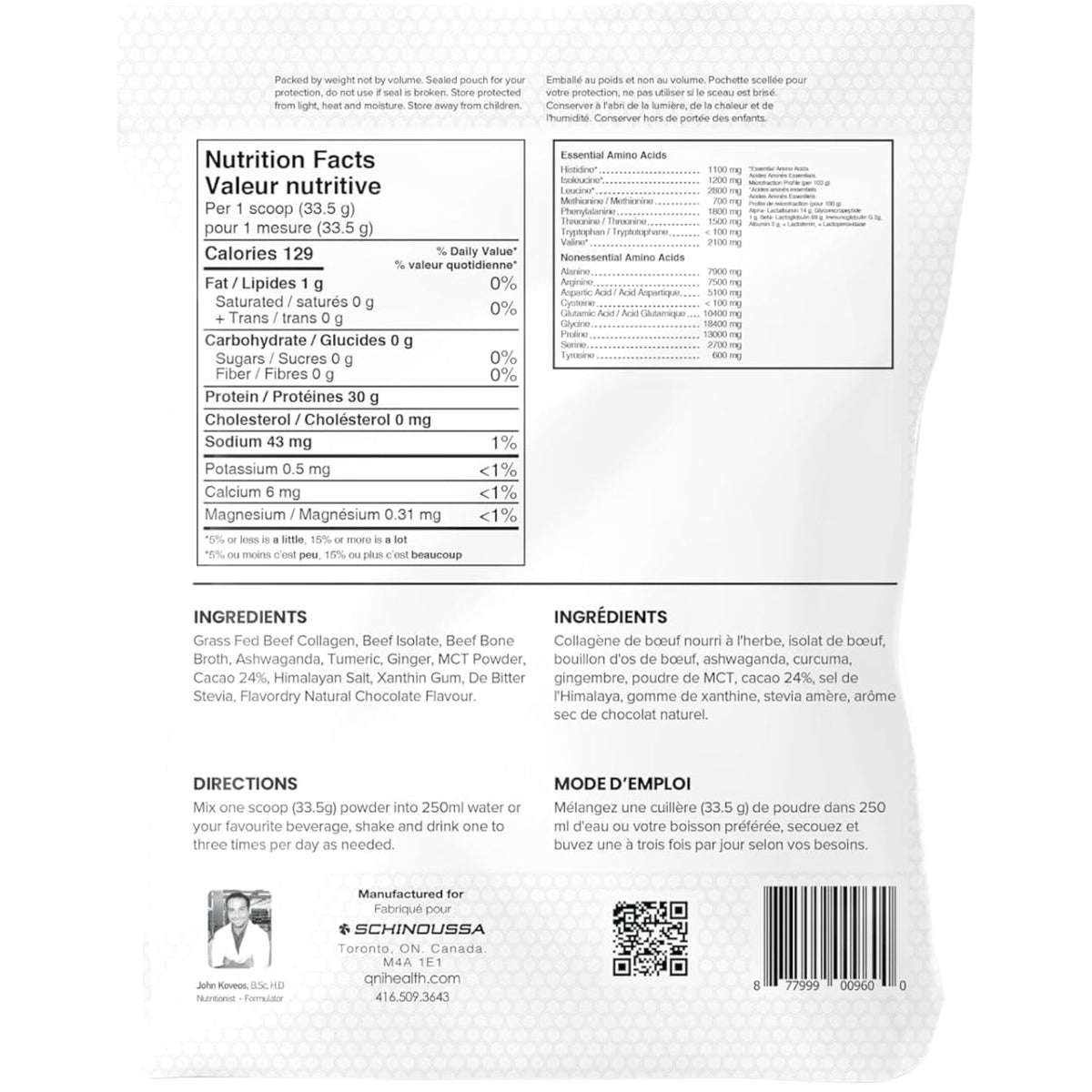 Schinoussa Grass-Fed Beef Protein Powder Chocolate 910g