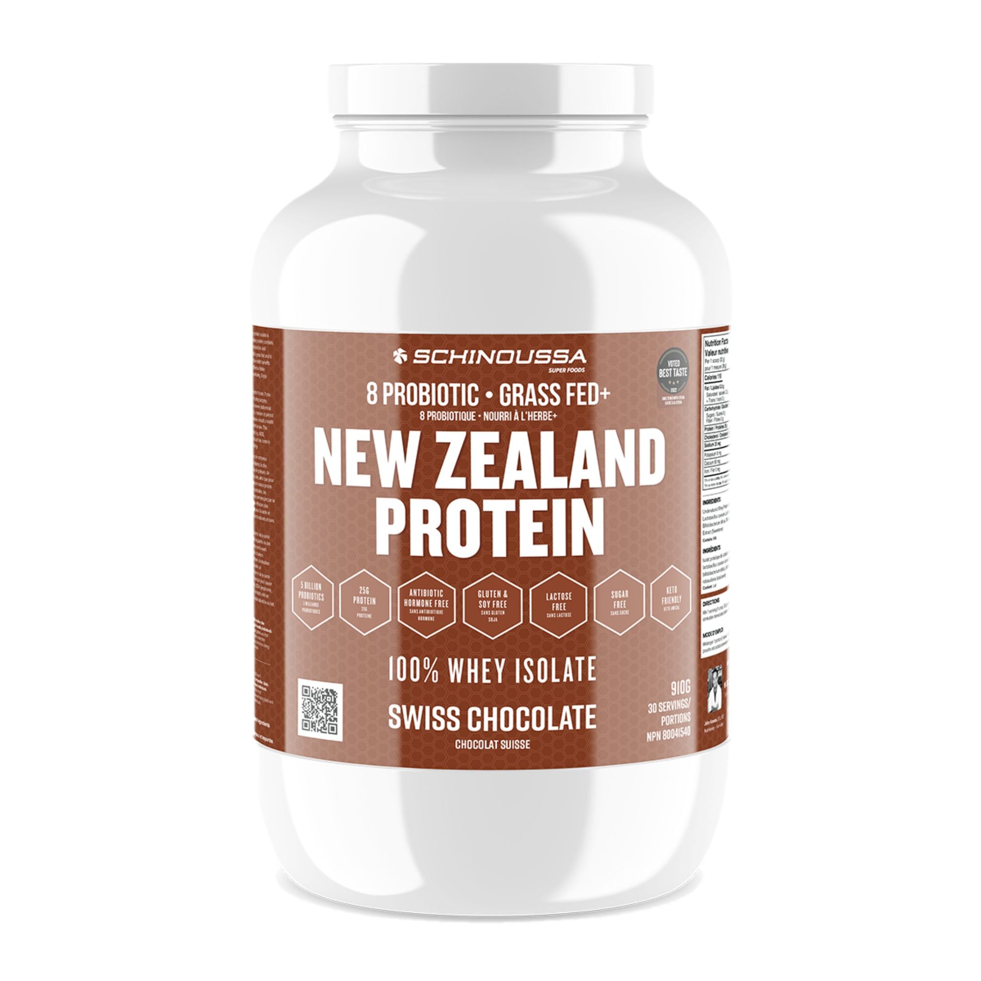 Schinoussa New Zealand Whey Isolate Swiss Chocolate - 910g or 30 Servings