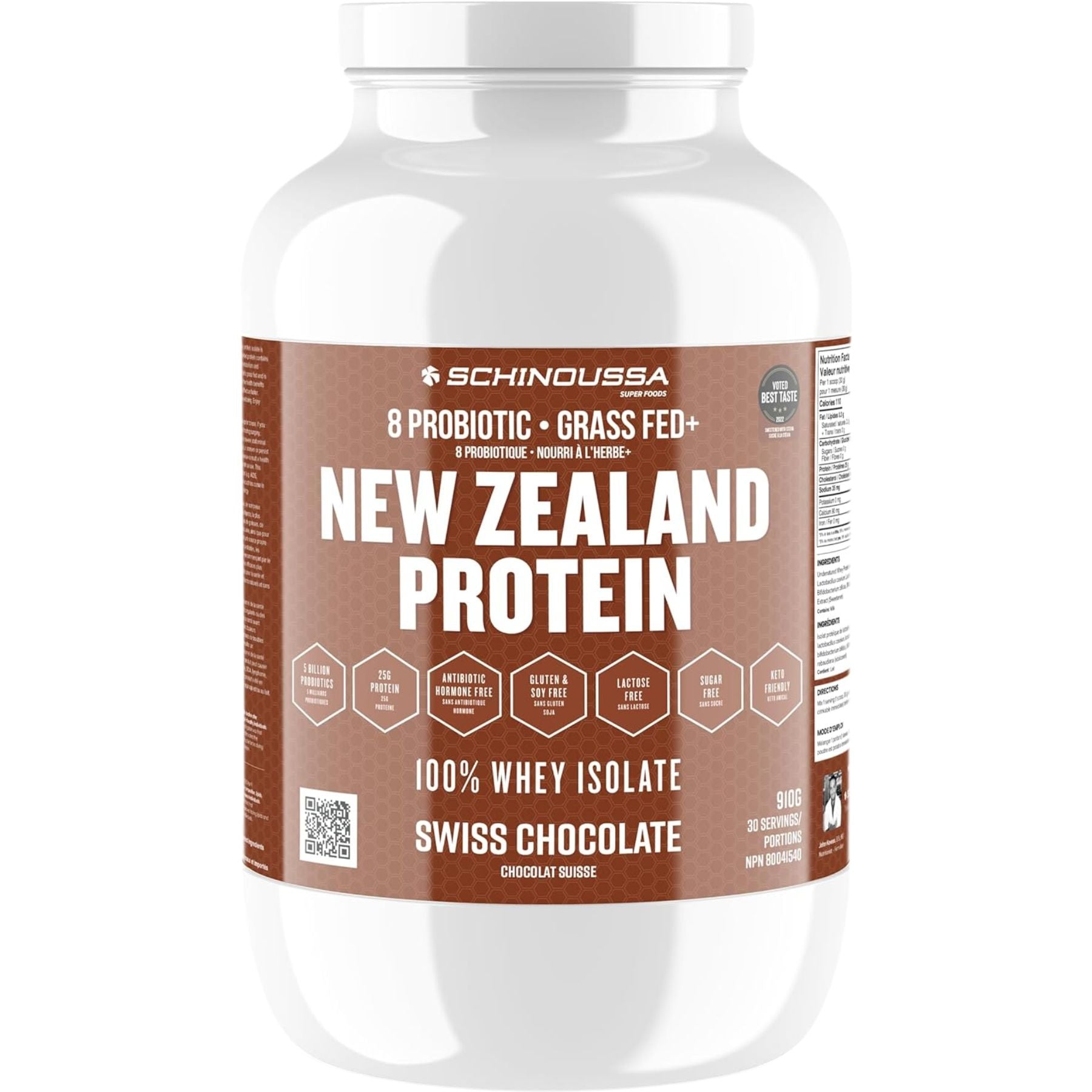 Schinoussa New Zealand Probiotic Whey Isolate Swiss Chocolate 910g