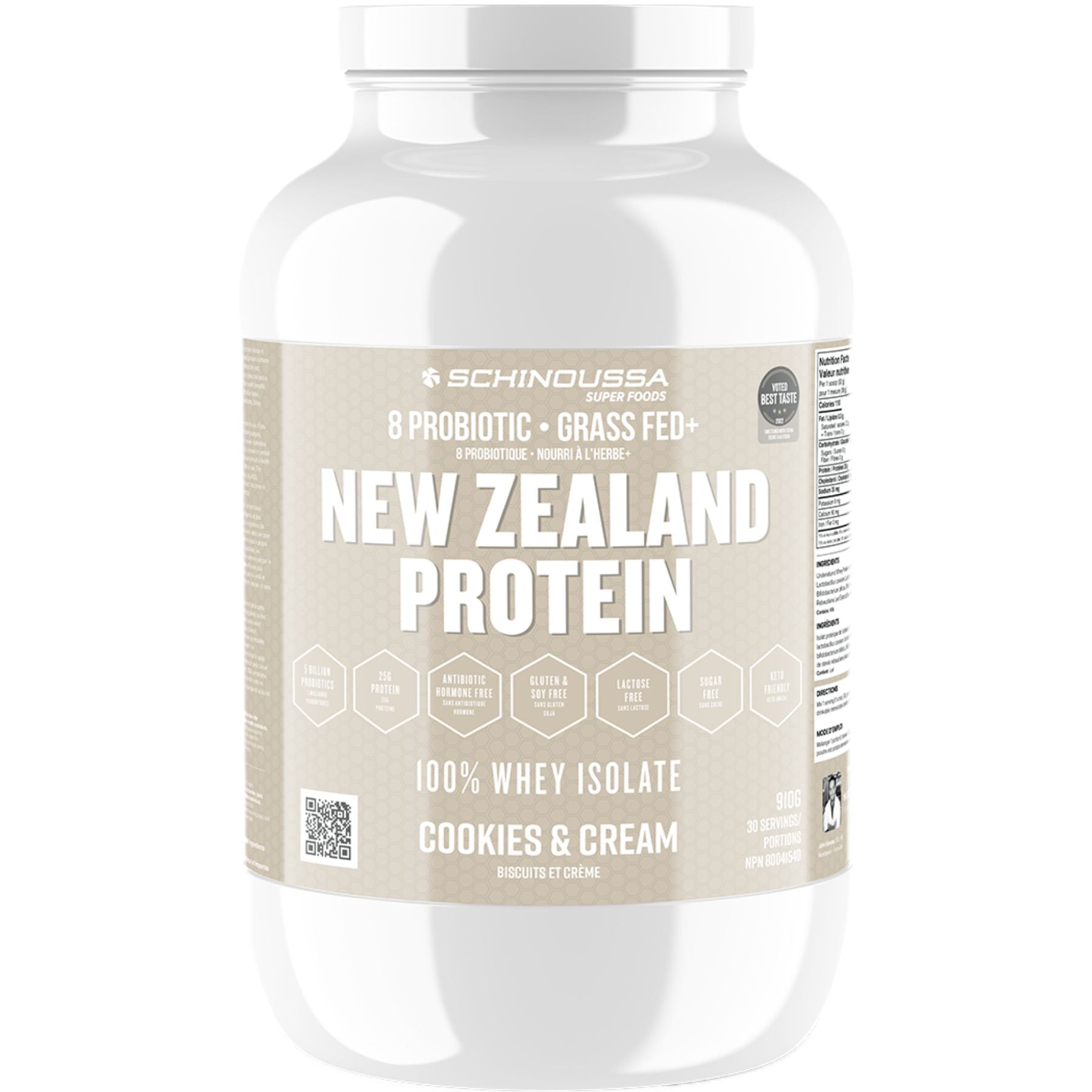 Schinoussa New Zealand Probiotic Whey Isolate Cookies & Cream 910g