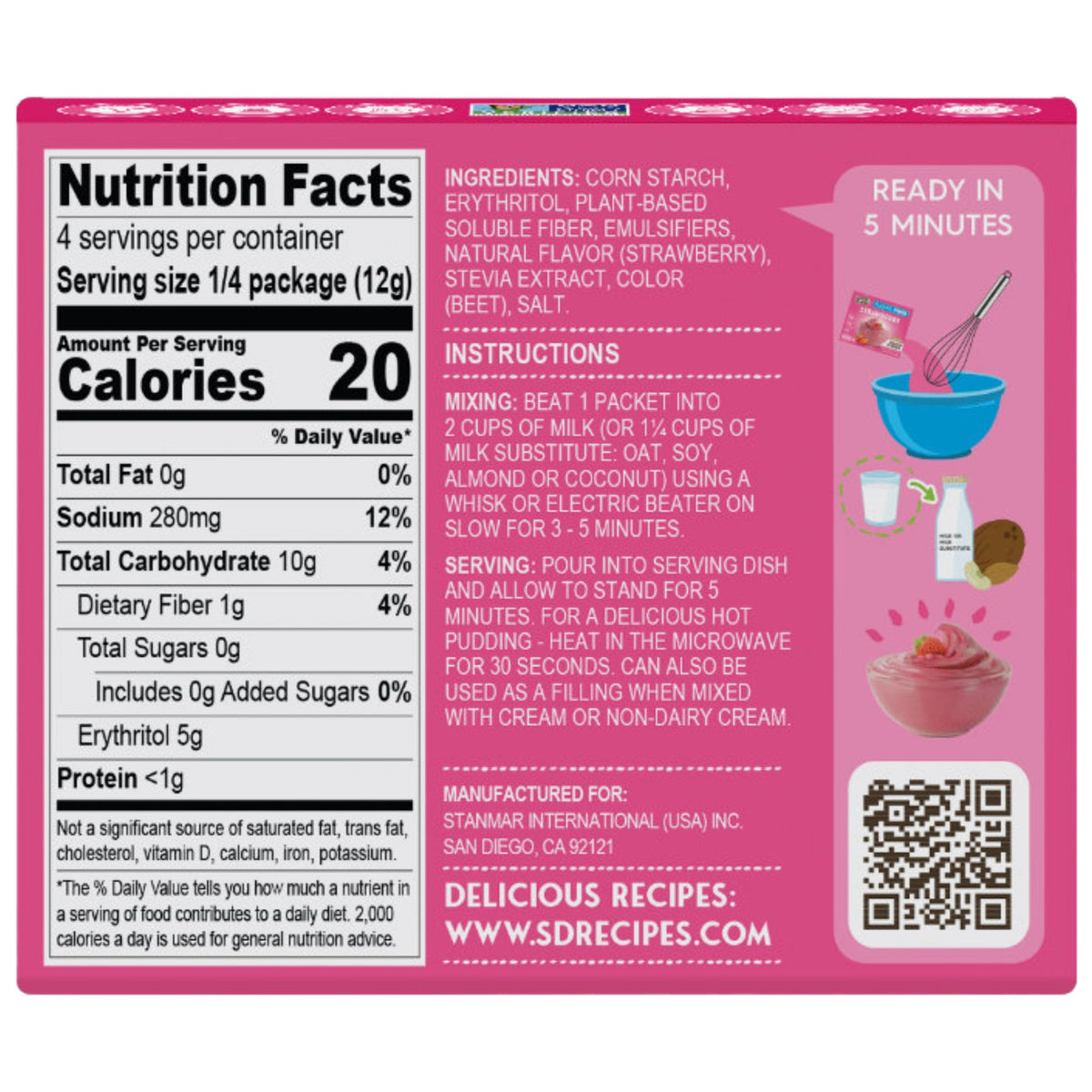 Simply Delish Sugar-Free Instant Strawberry Pudding Mix 48g