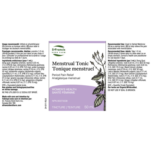 St. Francis Menstrual Tonic 50ml - Fiddleheads Health and Nutrition