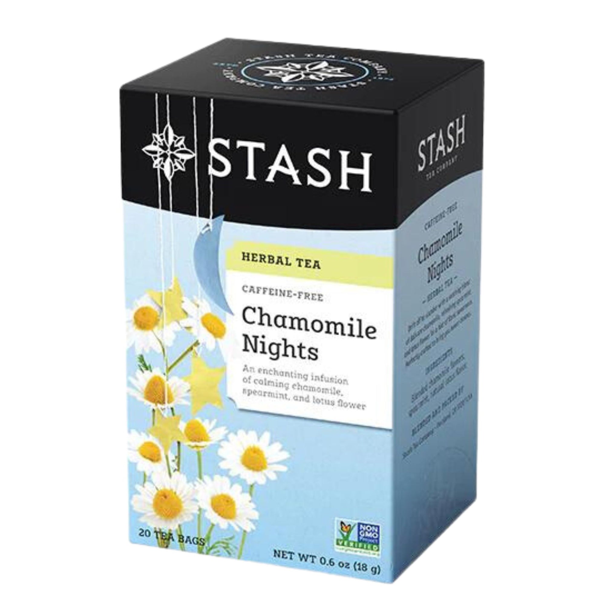 Stash Chamomile Nights Herbal Tea - 20 tea bags in a box - An enchanting infusion of calming chamomile, spearmint, and lotus flower. 