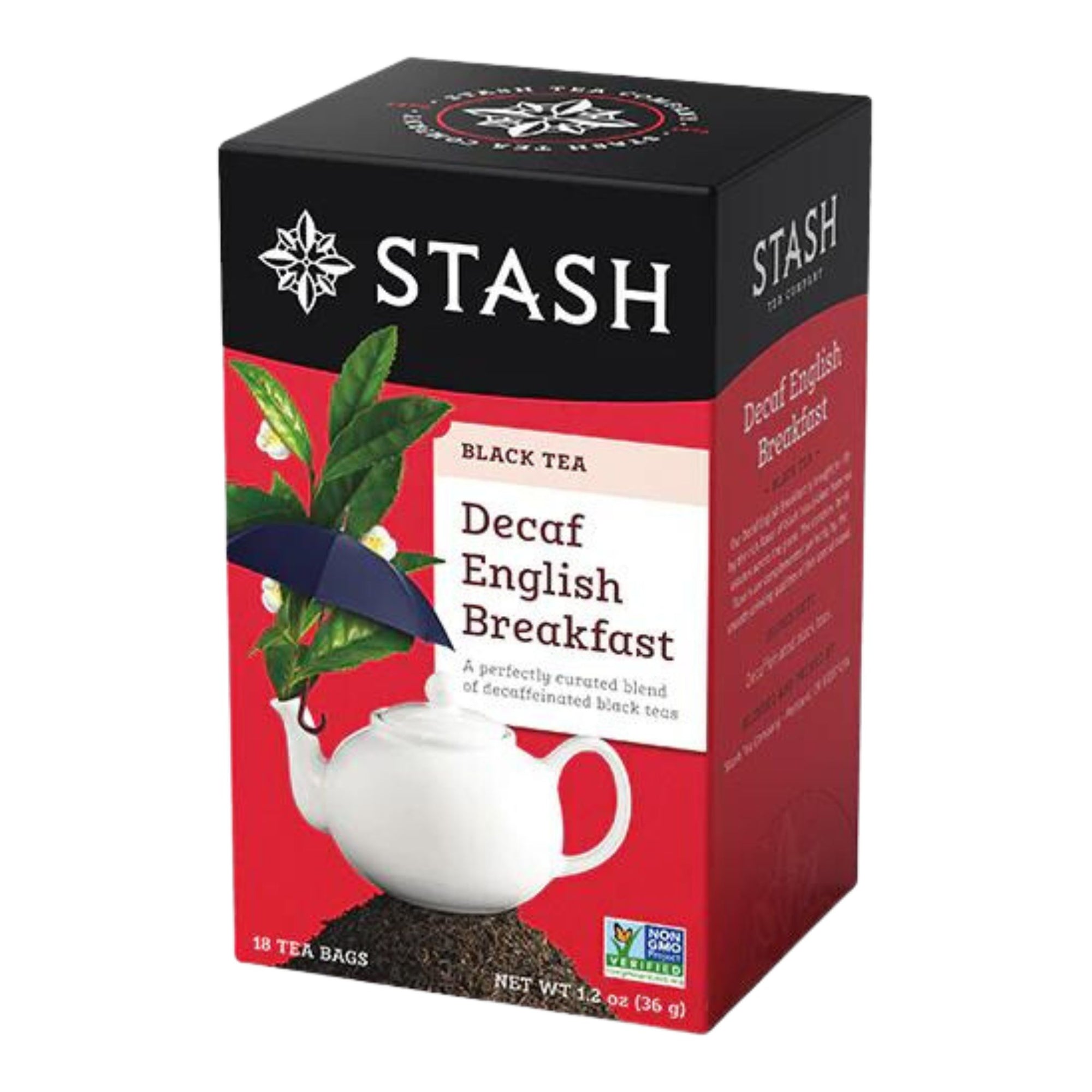 Stash Decaf English Breakfast Black Tea - 18 tea bags in a box -A perfectly curated blend of decaffeinated black teas. 