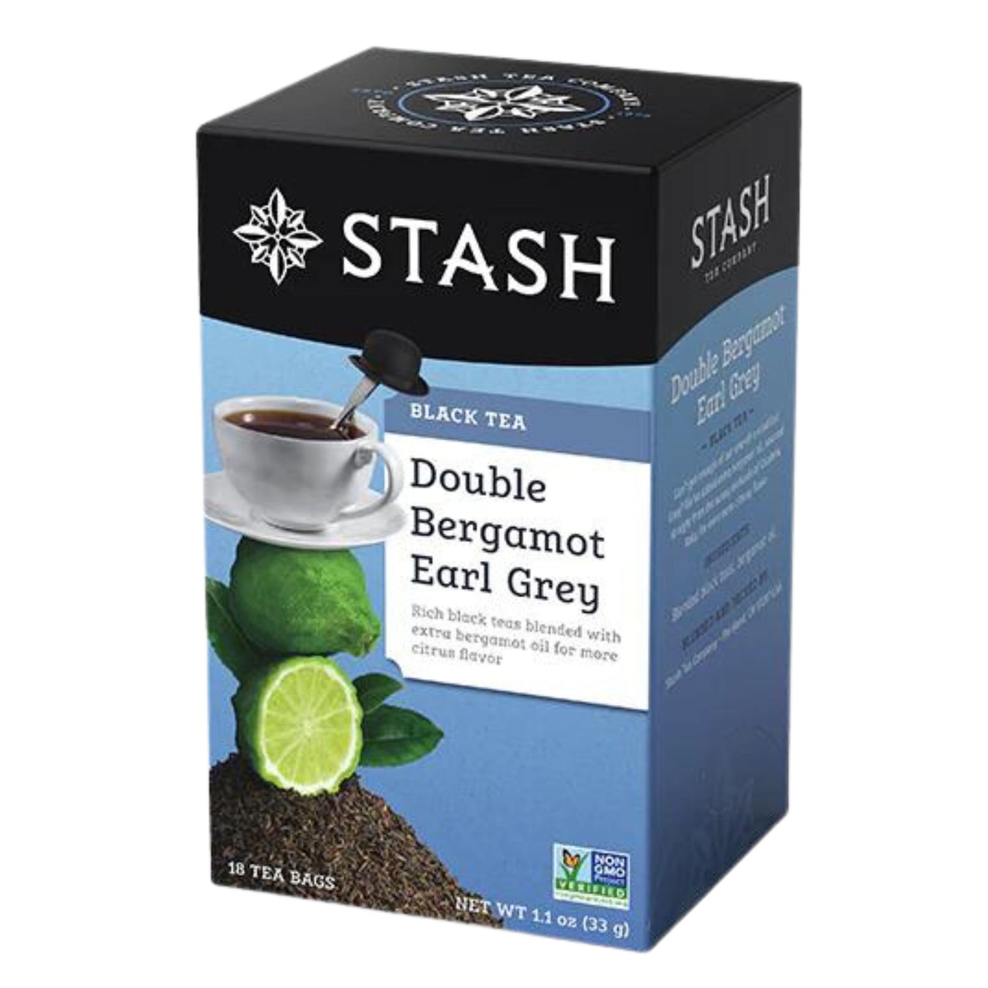 Stash Double Bergamot Earl Grey Black Tea - 18 tea bags in a box - Rich black teas blended with extra bergamot oil for more citrus flavour.