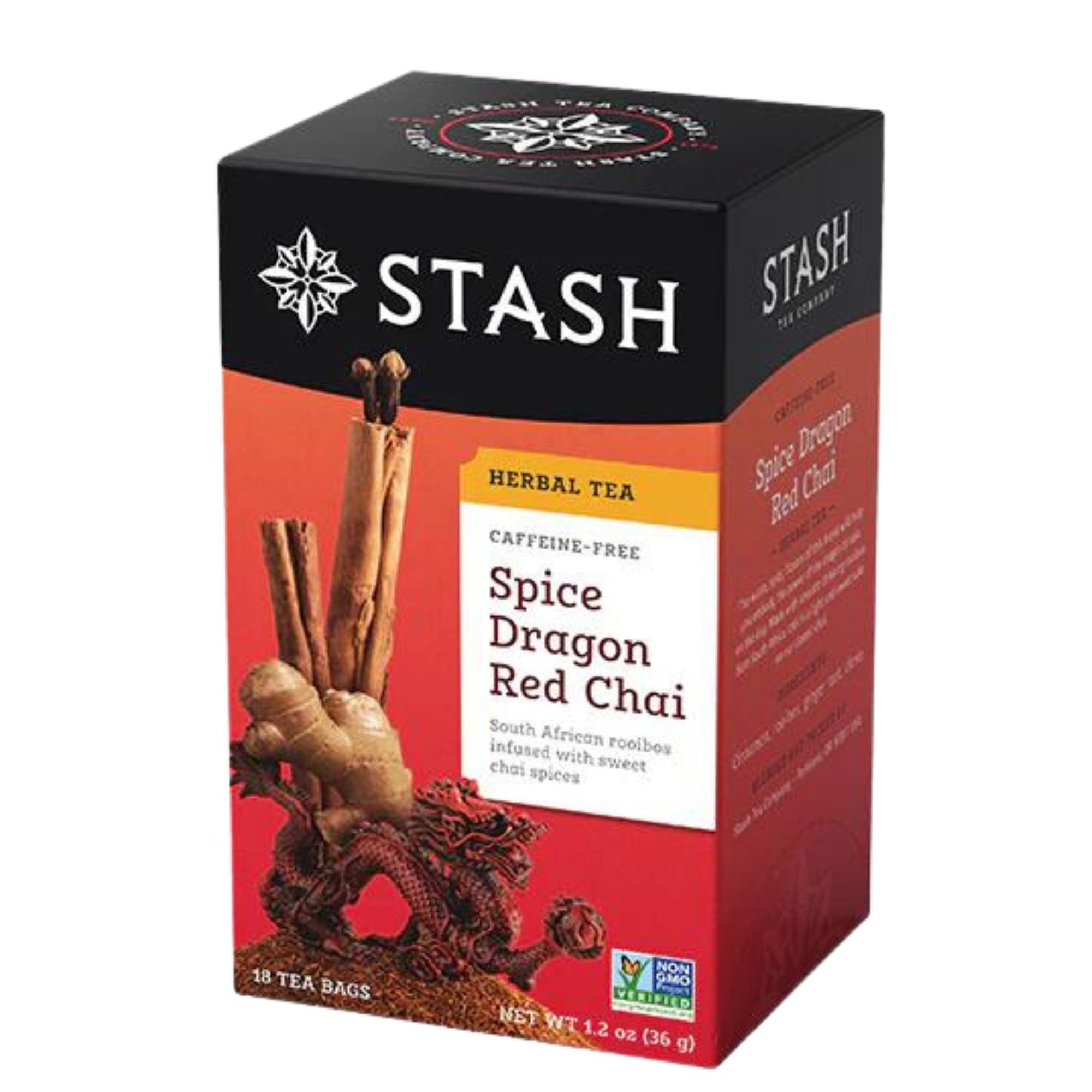 Stash Spice Dragon Red Chai Tea - 18 tea bags in a box - South African rooibos infused with sweet chai spices. 