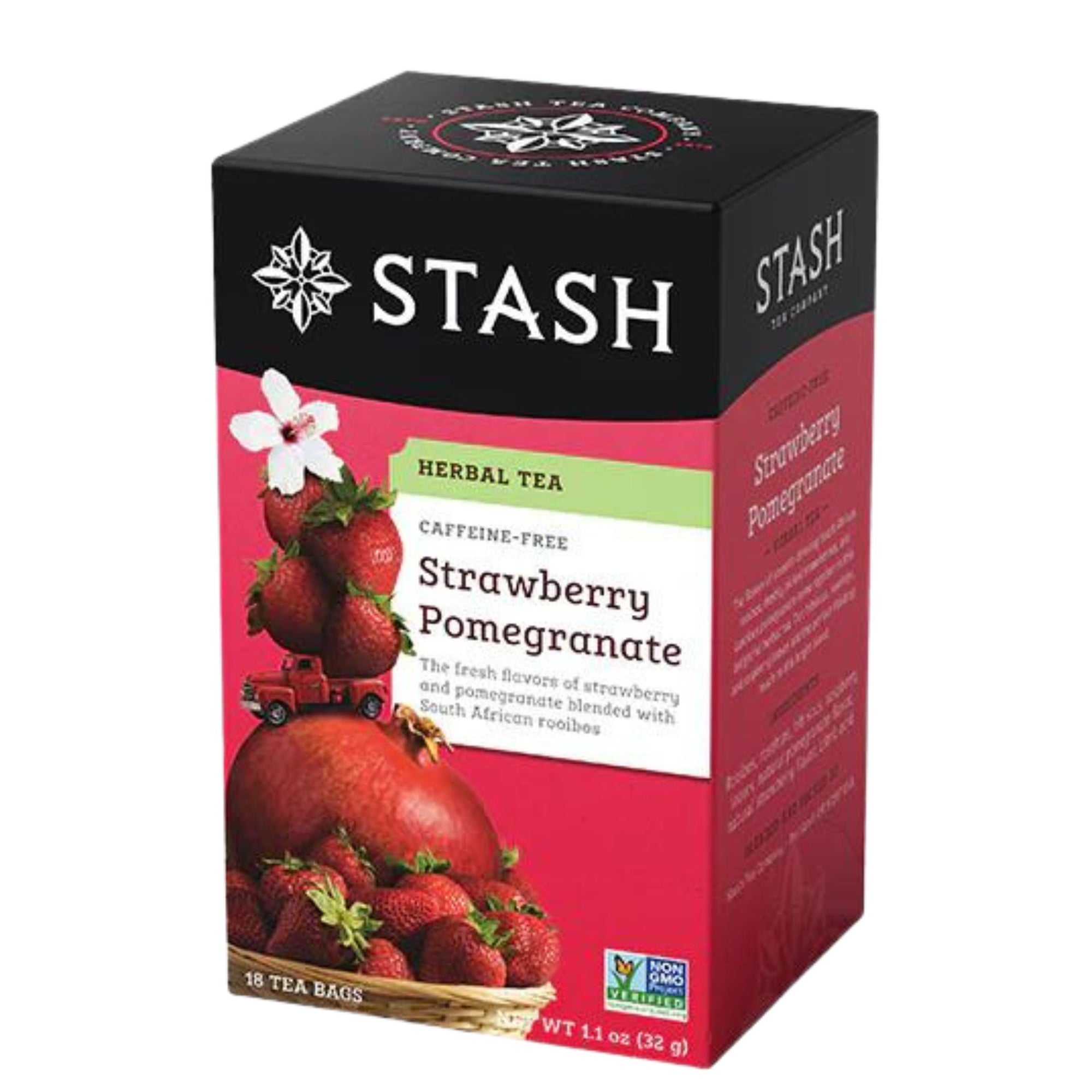 Stash Strawberry Pomegranate Herbal Tea - 18 tea bags in a box - The fresh flavours of strawberry and pomegranate blended with South African rooibos. 
