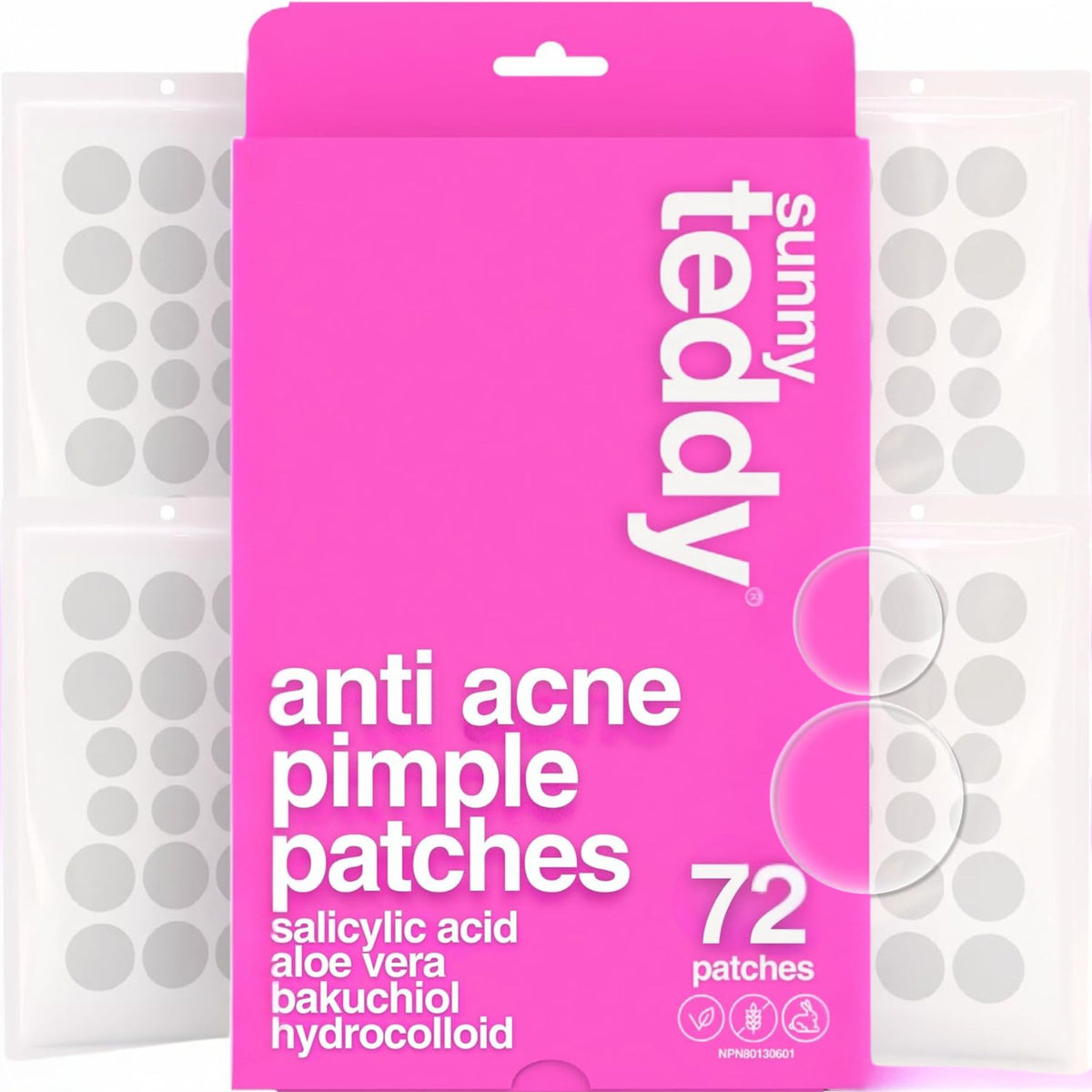 Sunny Teddy Anti Acne Pimple Patches - Clear Circle 72ct