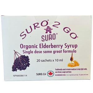 Suro Organic Elderberry Syrup 2 Go Sachets 20x10ml