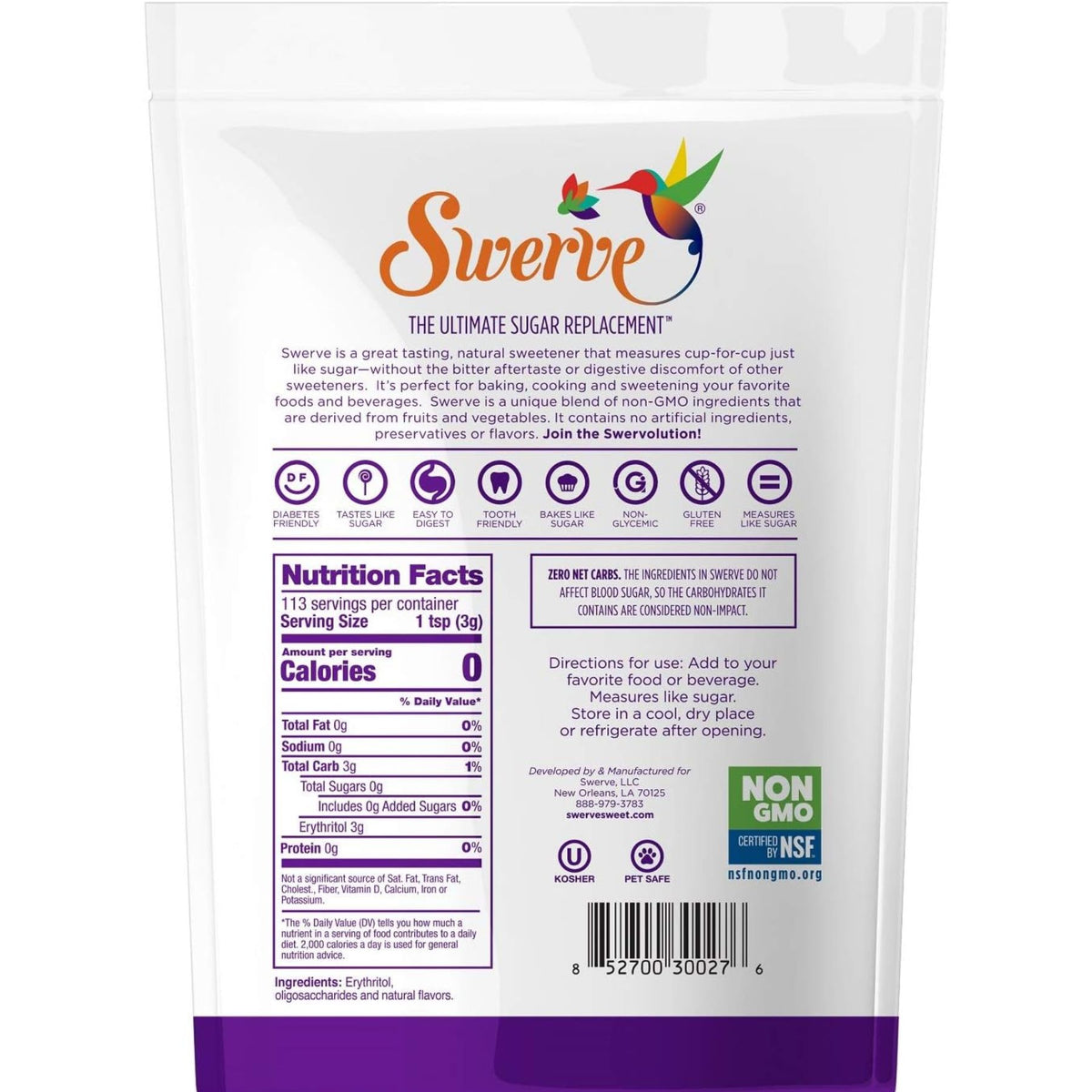 Swerve Zero Calorie Sweetener Confectioners Sugar 340g