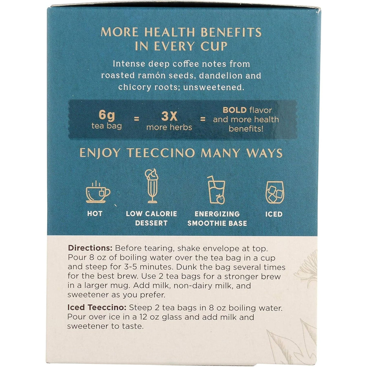 Teeccino Dandelion Dark Roast Herbal Tea 10ct