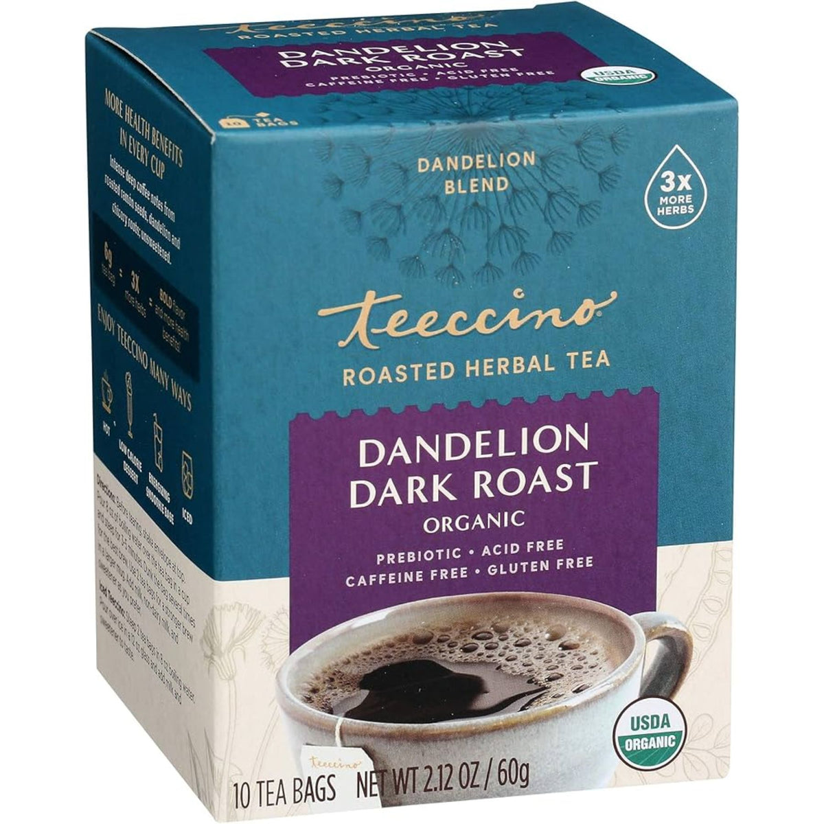 Teeccino Dandelion Dark Roast Herbal Tea 10ct