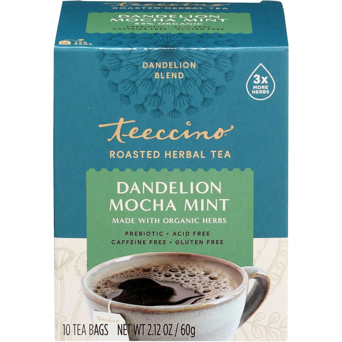Teeccino Dandelion Mocha Mint Roasted Herbal Tea 10ct