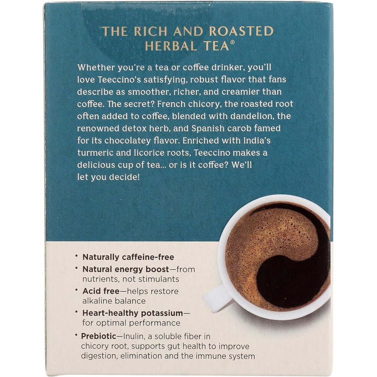 Teeccino Dandelion Turmeric Roasted Herbal Tea 10ct