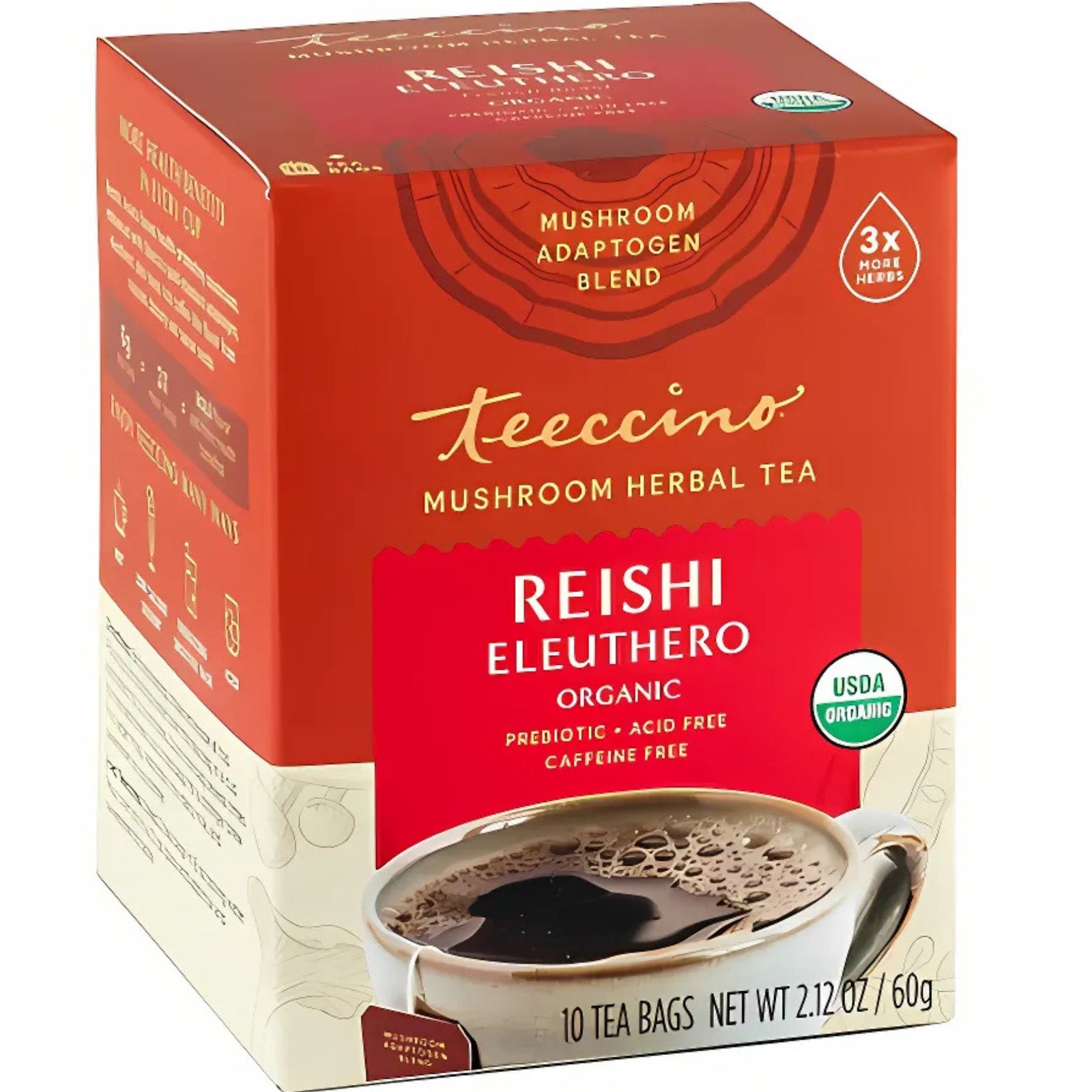 Teeccino Reishi Eleuthero French Roast Mushroom Herbal Tea 10ct