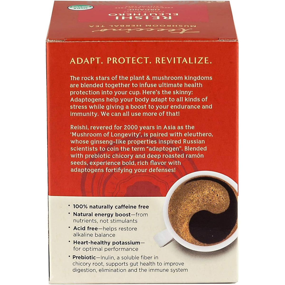 Teeccino Reishi Eleuthero French Roast Mushroom Herbal Tea 10ct