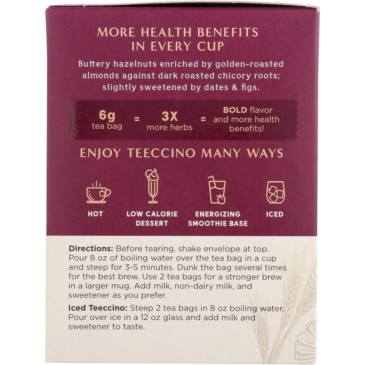 Teeccino Hazelnut Roasted Herbal Tea 10ct