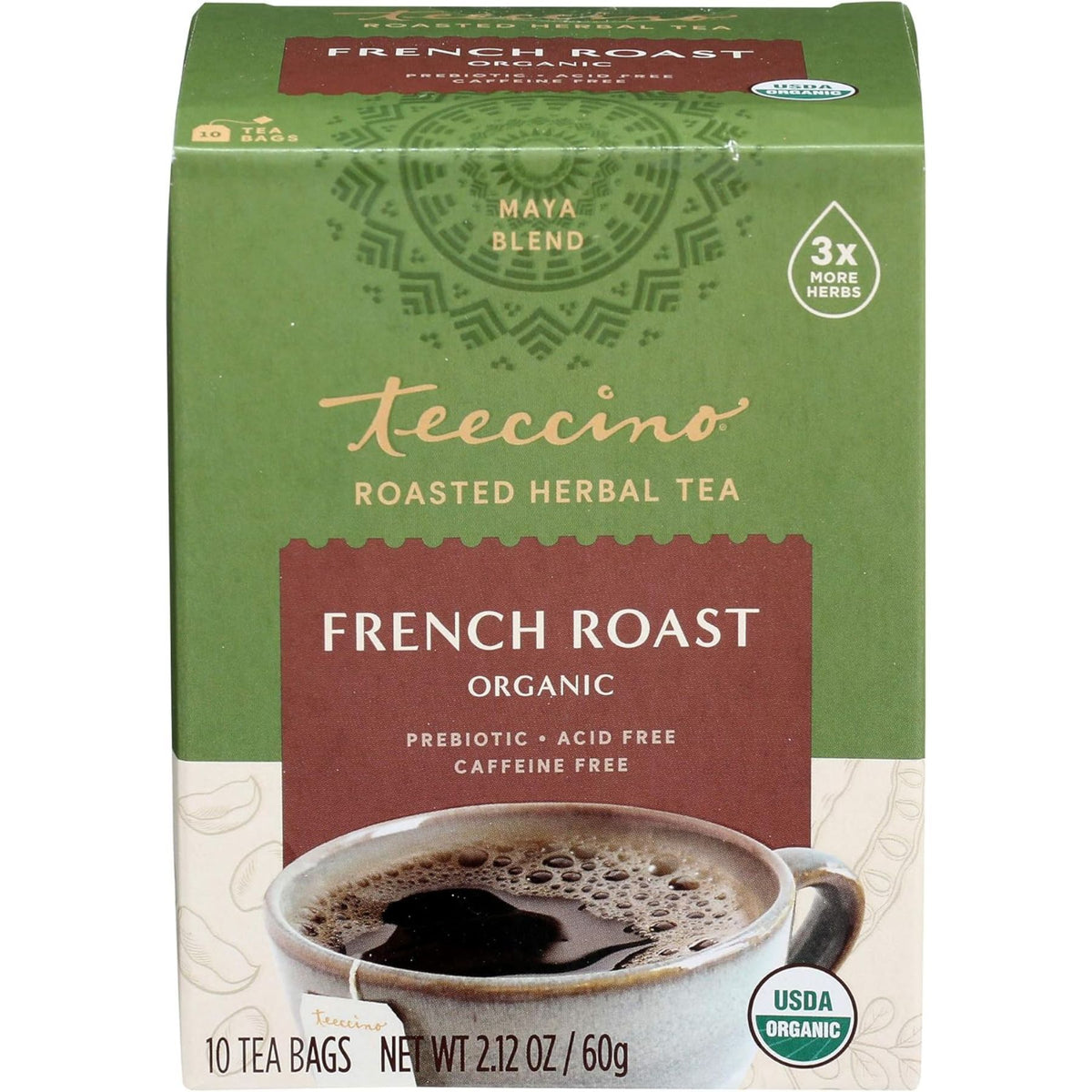 Teeccino Organic French Roast Roasted Herbal Tea 10ct