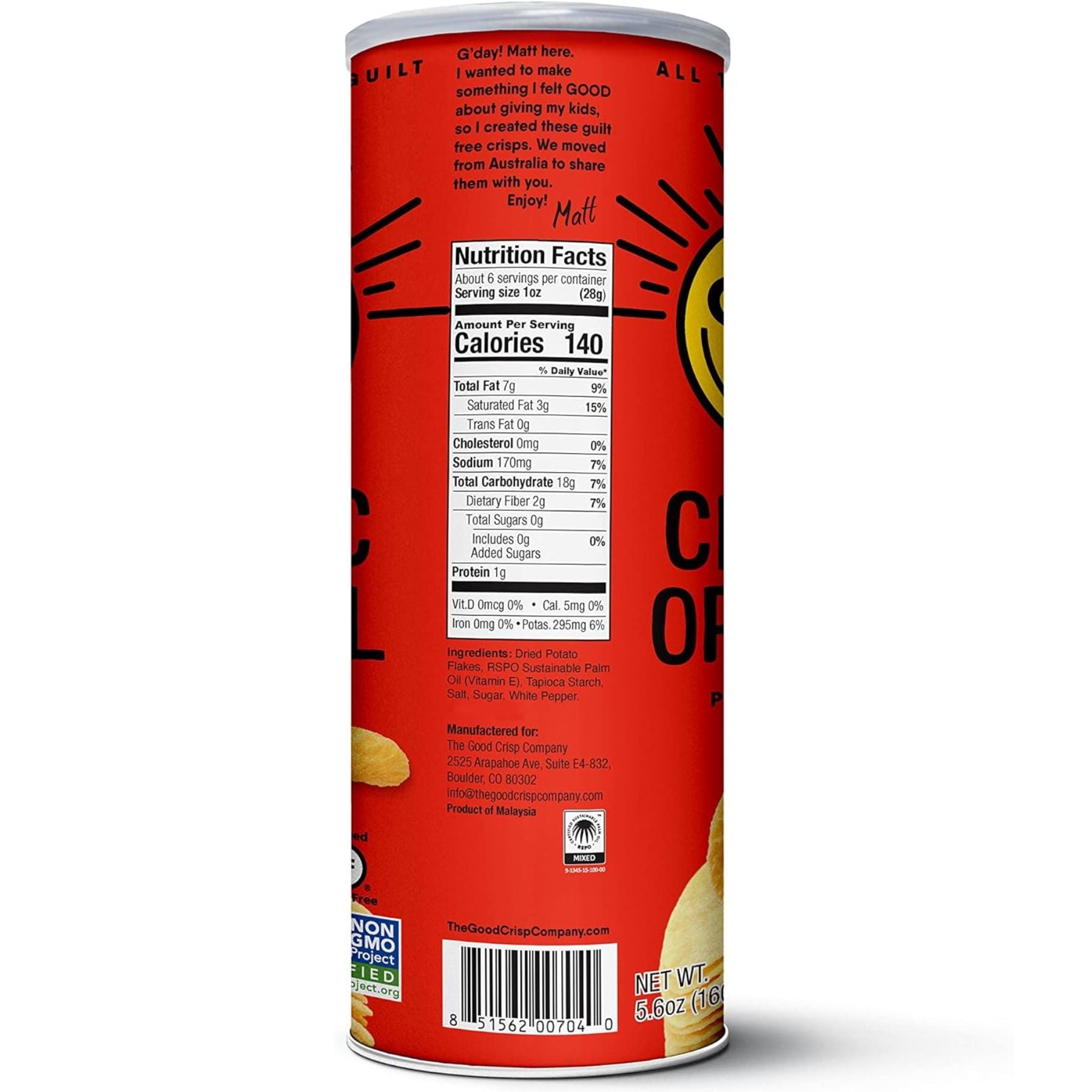 Good Crisps The Good Crisp Co. Potato Crisps - Original 160g - Fiddleheads Health ...