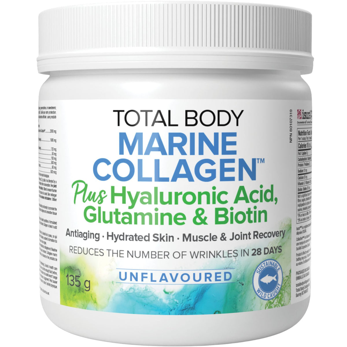 Total Body Marine Collagen Plus Hyaluronic Acid, Glutamine, & Biotin, Unflavoured 135g