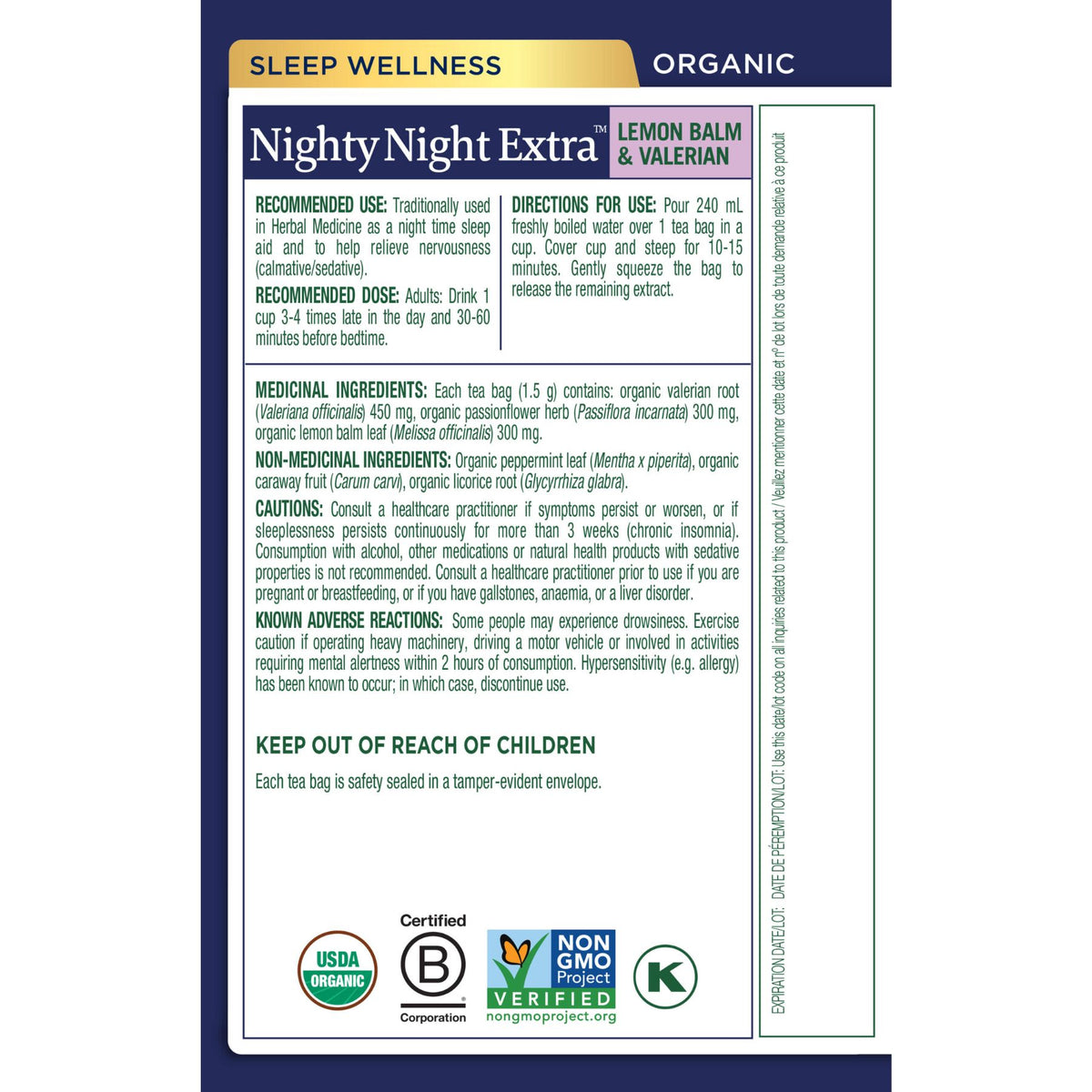 Traditional Medicinals Organic Nighty Night Extra Tea 16ct