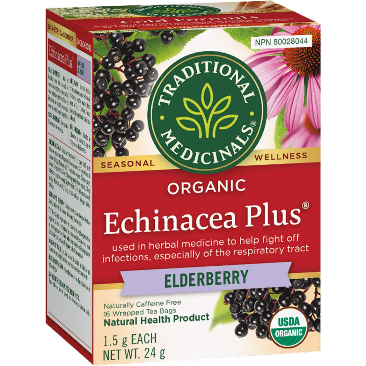 Traditional Medicinals Organic Echinacea Plus Elderberry Tea 16ct