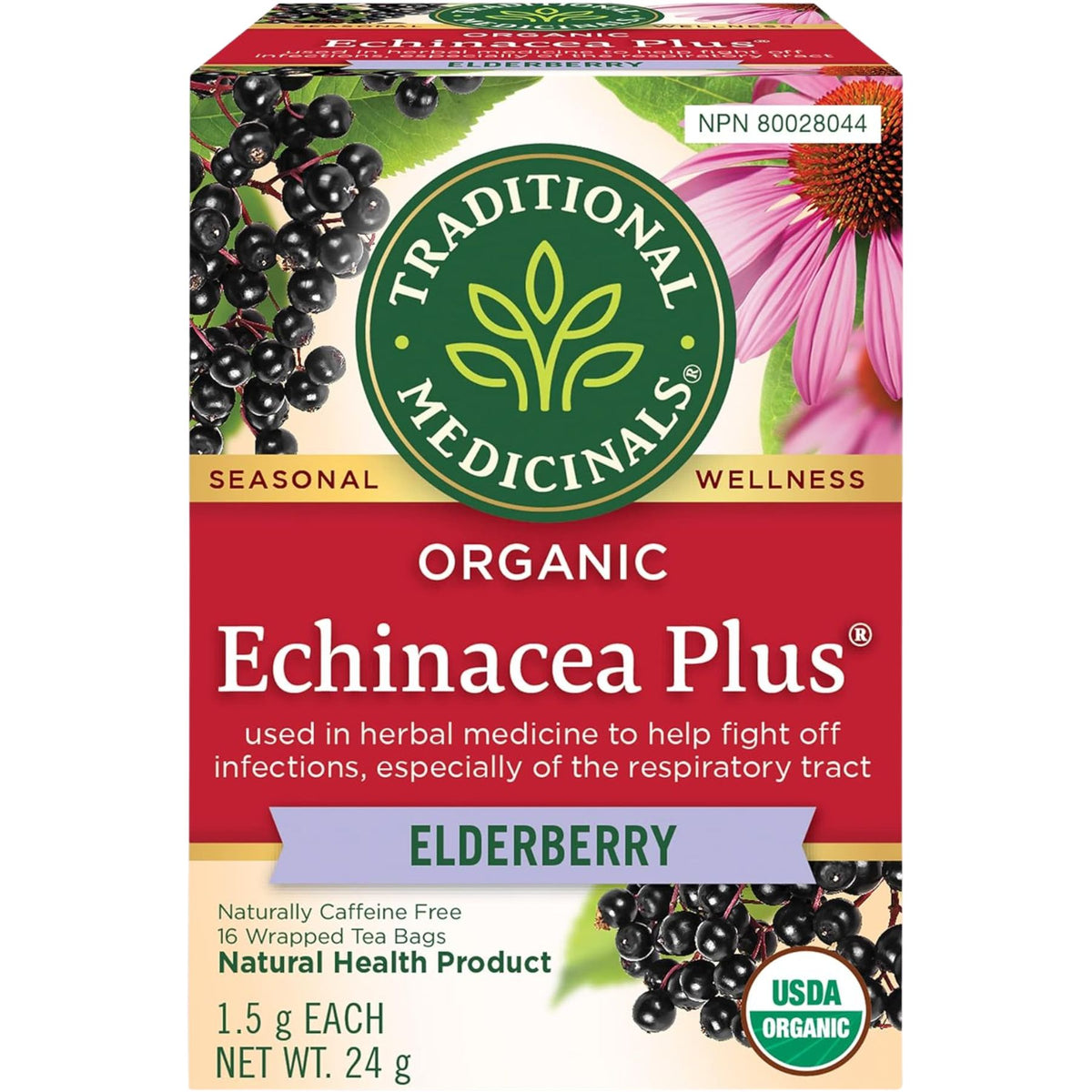Traditional Medicinals Organic Echinacea Plus Elderberry Tea 16ct