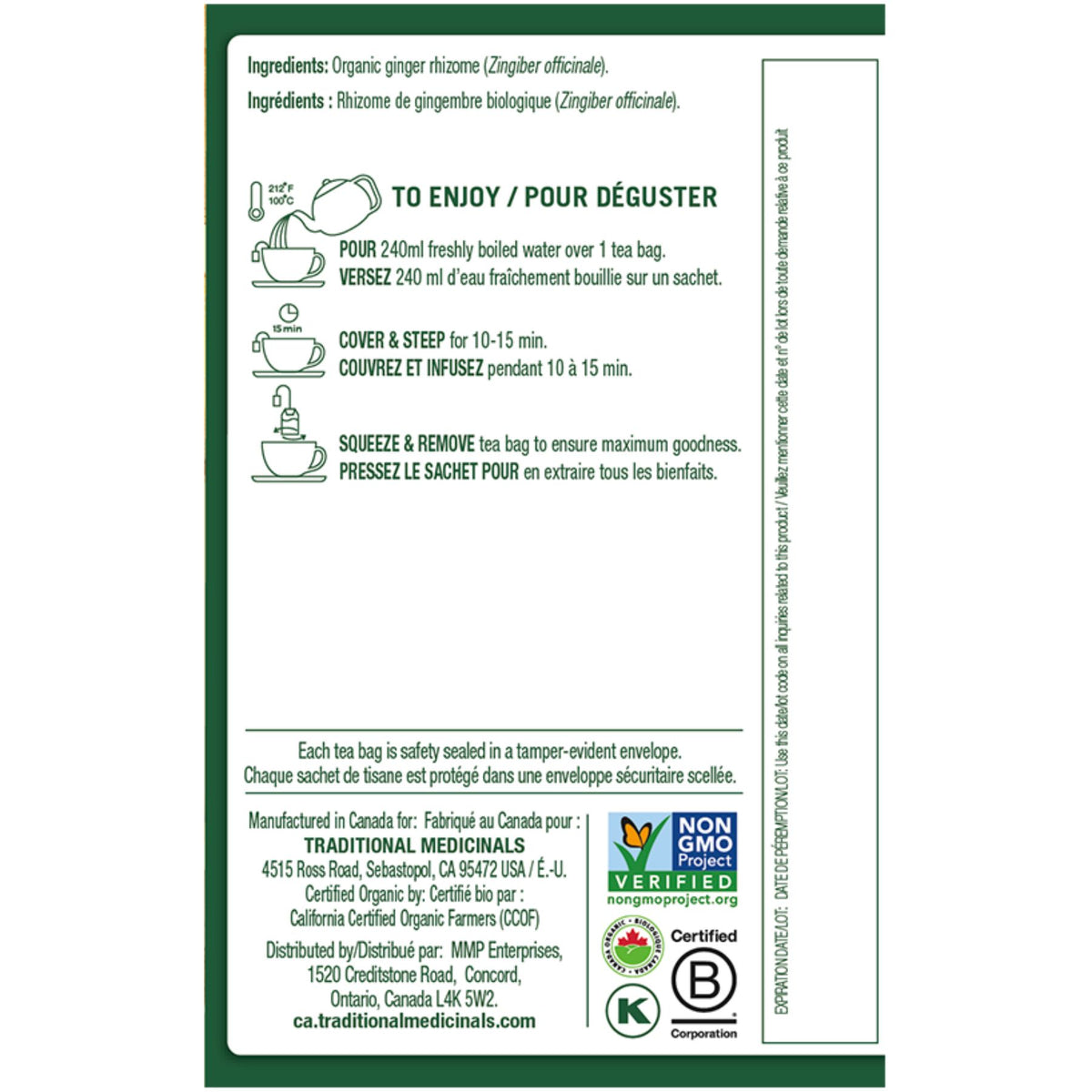 Traditional Medicinals Organic Ginger Tea 16ct