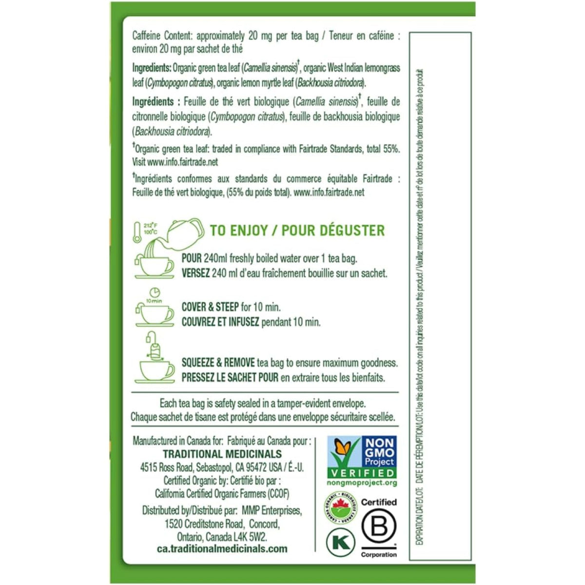 Traditional Medicinals Organic Green Tea Lemongrass 16ct