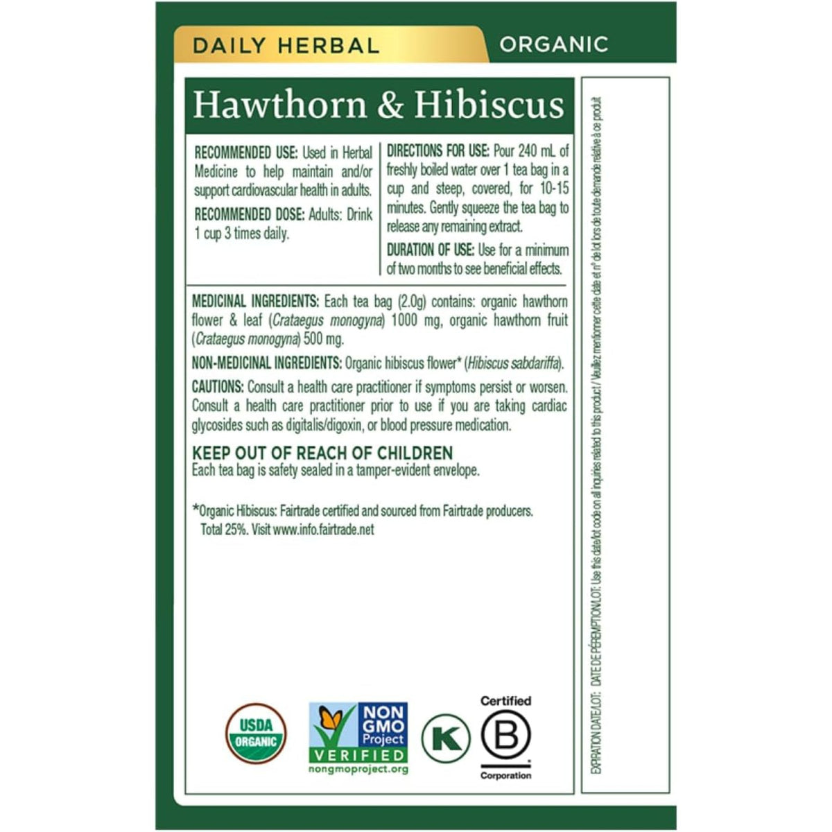 Traditional Medicinals Organic Hawthorn & Hibiscus Tea 16ct