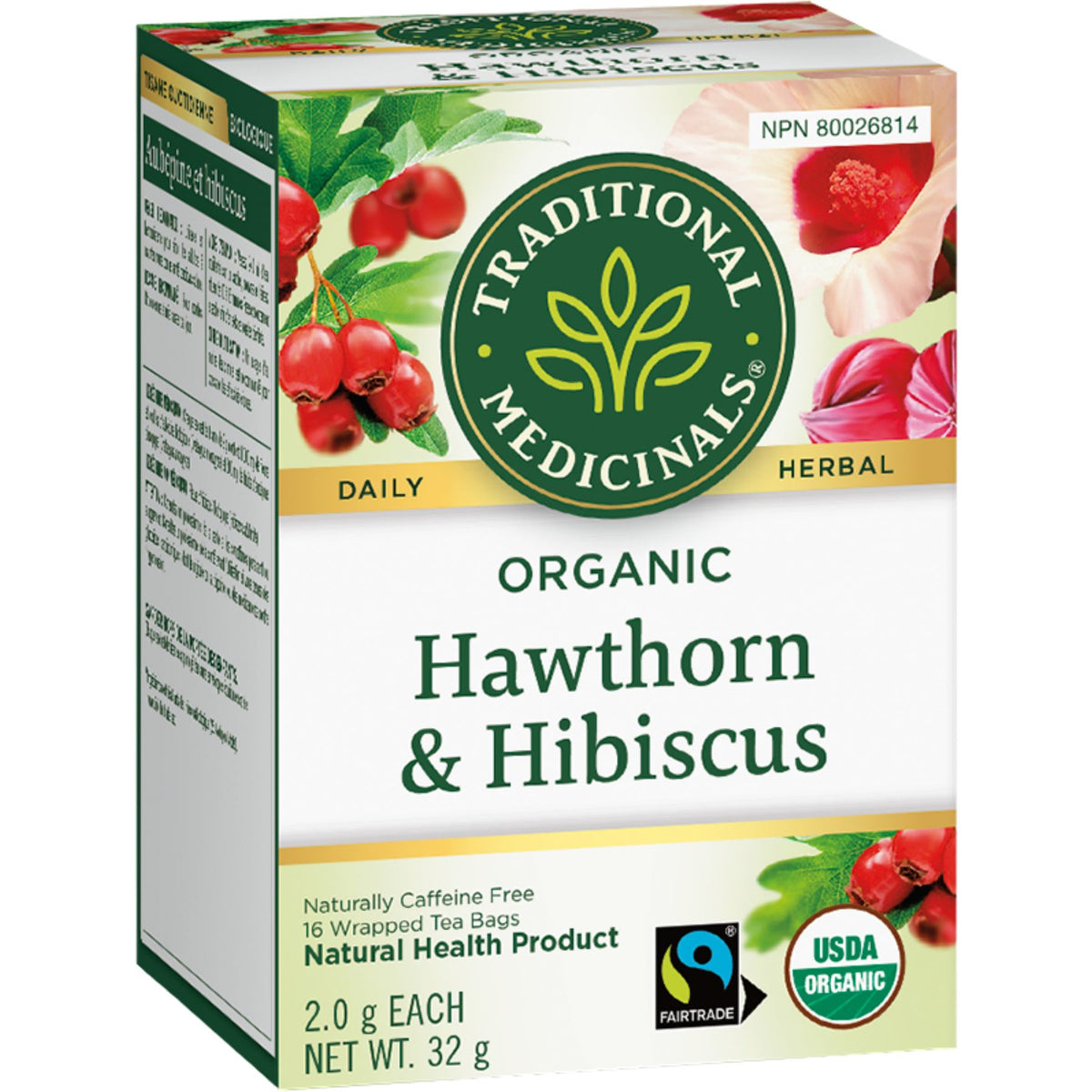 Traditional Medicinals Organic Hawthorn & Hibiscus Tea 16ct