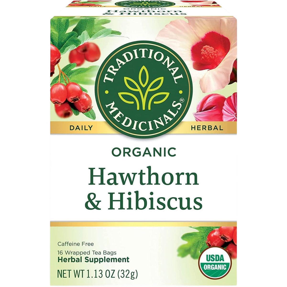 Traditional Medicinals Organic Hawthorn & Hibiscus Tea 16ct