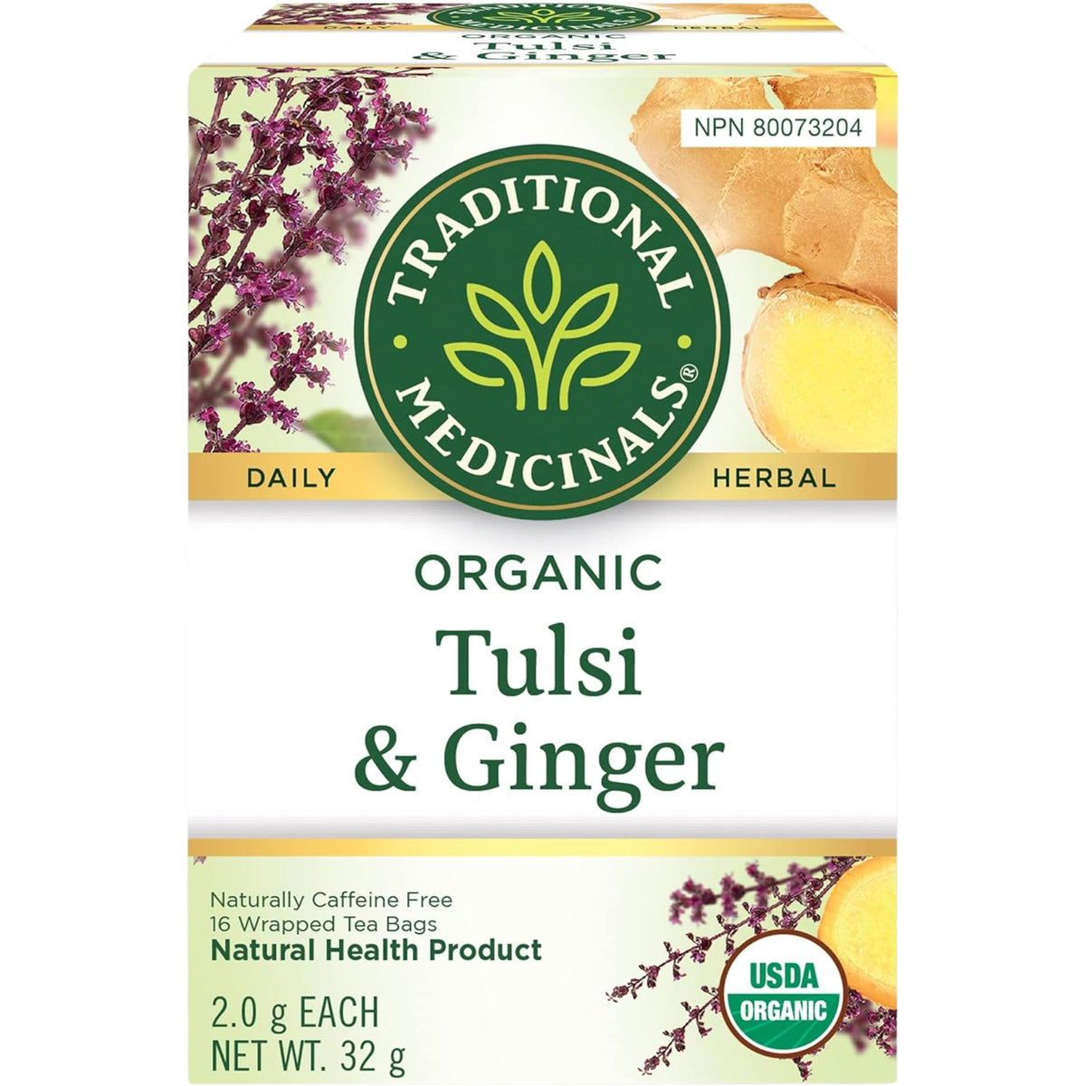 Traditional Medicinals Organic Tulsi & Ginger Tea 16ct