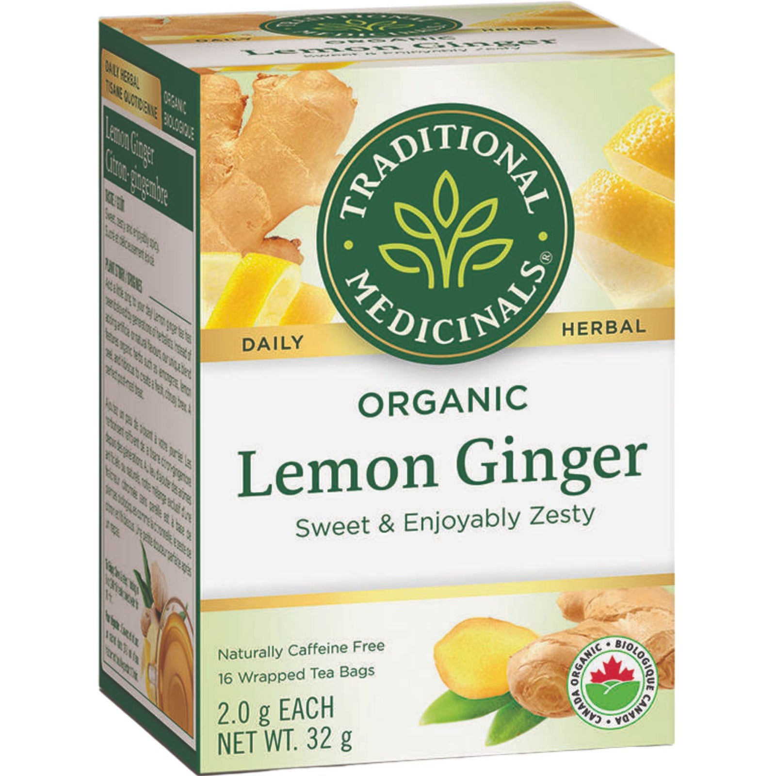 Traditional Medicinals Organic Lemon Ginger Tea 16ct