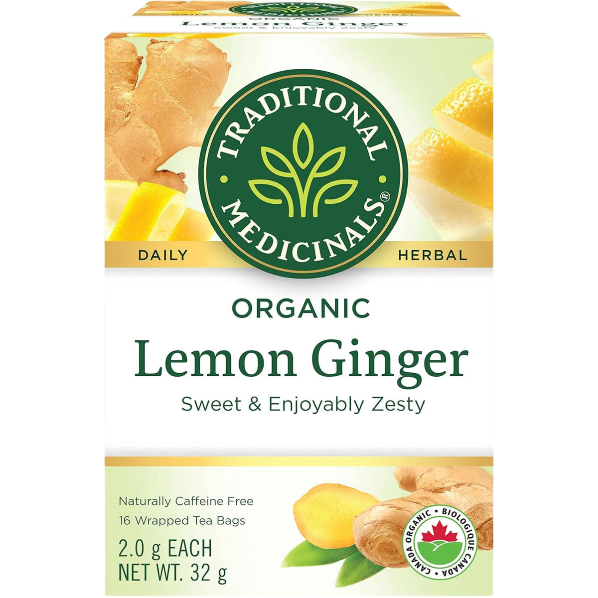 Traditional Medicinals Organic Lemon Ginger Tea 16ct