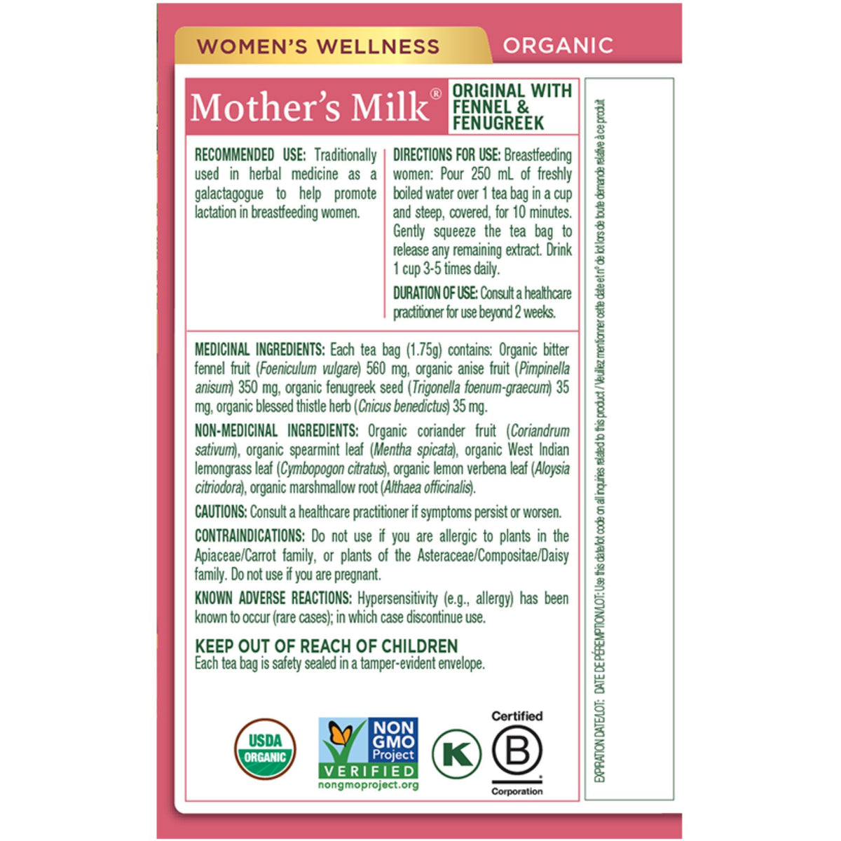 Traditional Medicinals Organic Mother's Milk Tea 16ct