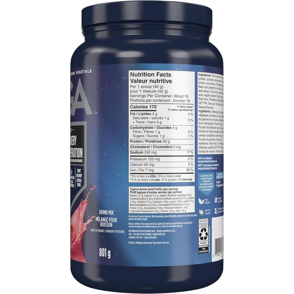 VEGA Plant-Based Protein + Recovery Berry 801g